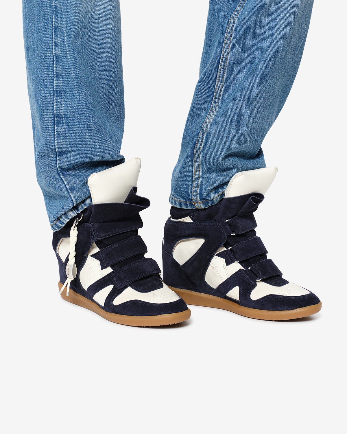Isabel Marant Bekett Ring baskets compensées marine-écru talon 5 cm