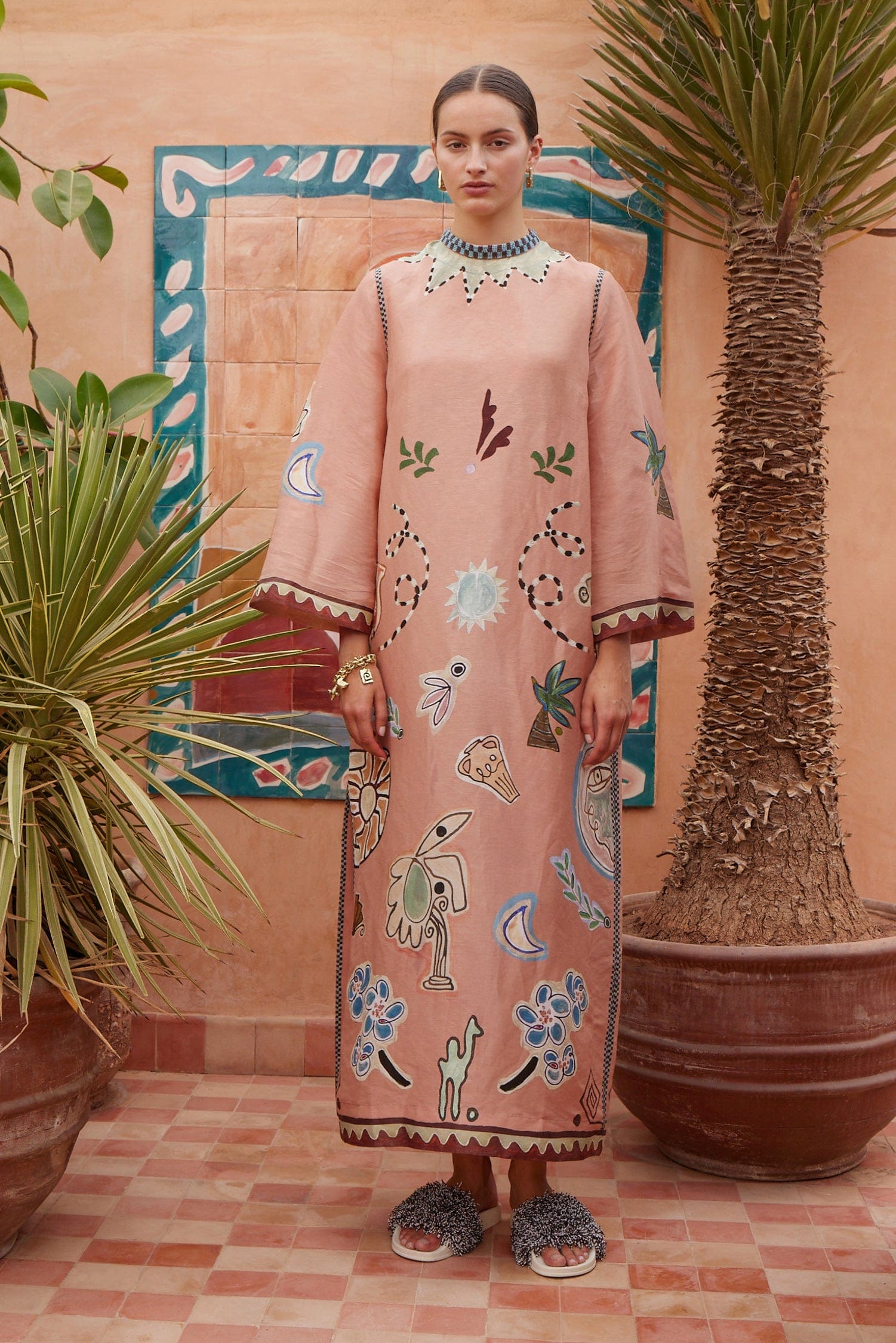 Alemäis Laurence robe midi lin soie imprimée