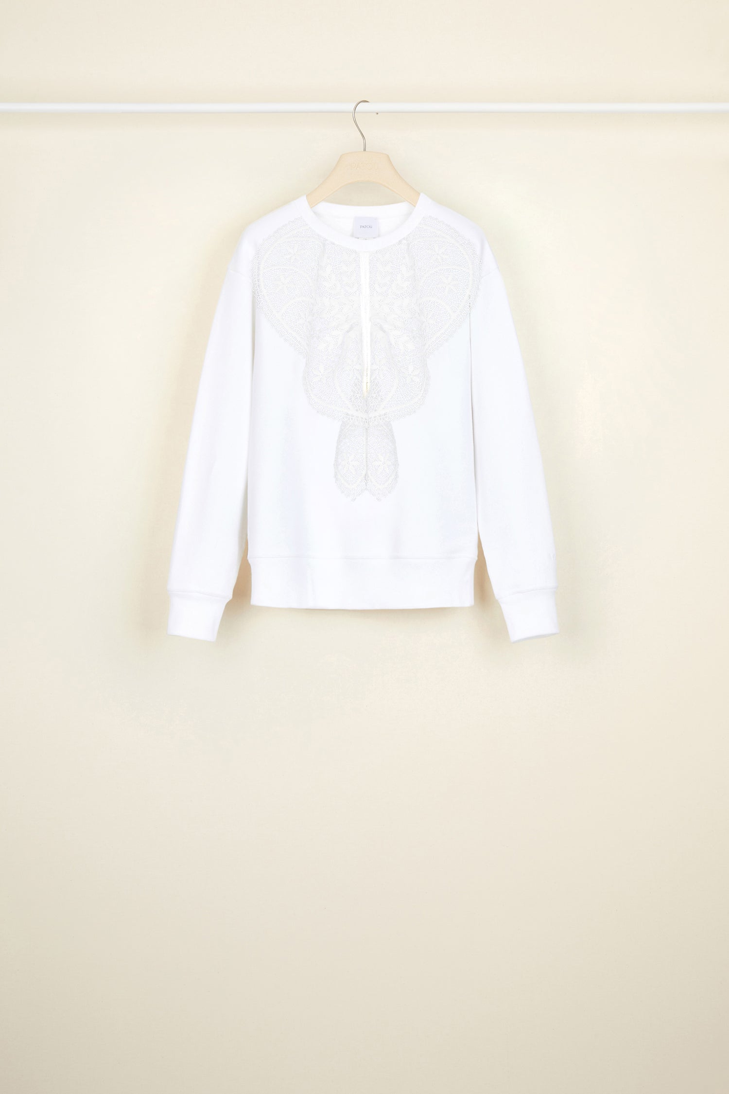 Patou Lace Bib A20JE0219995001W sweat coton blanc