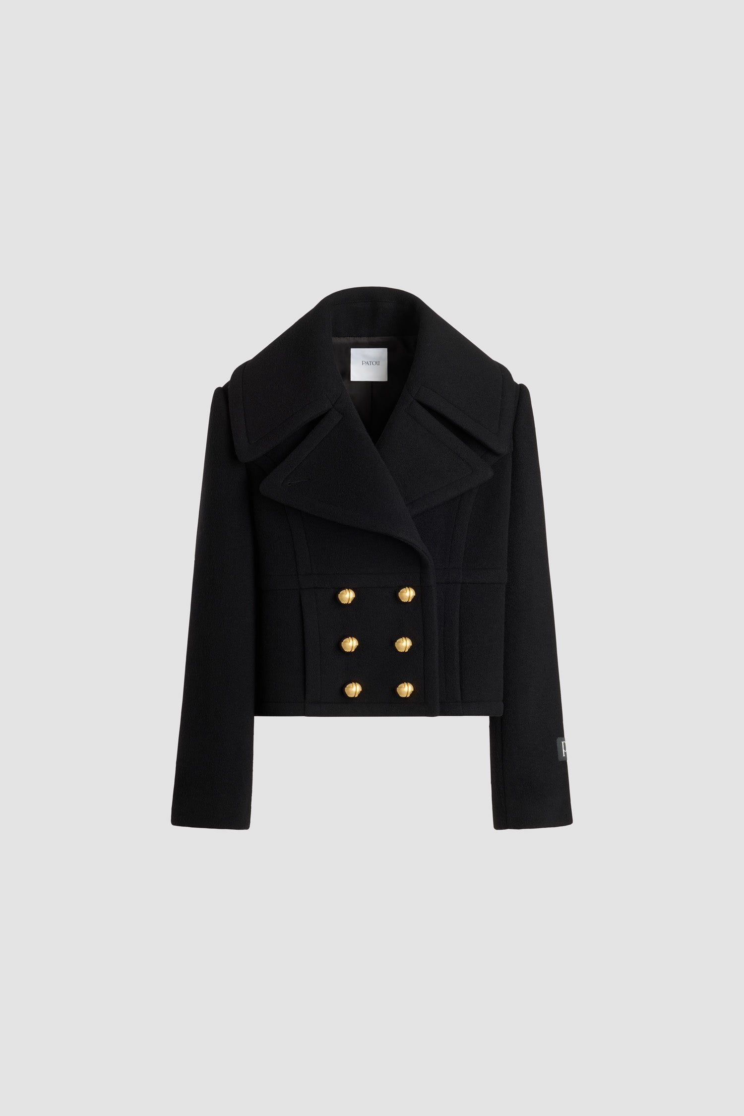 Patou Coats CO031 manteau court noir laine double boutonnage