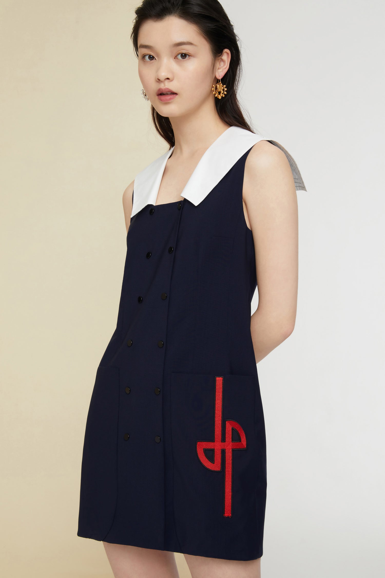 Patou E20DR0430033695N robe sailor laine bleu marine