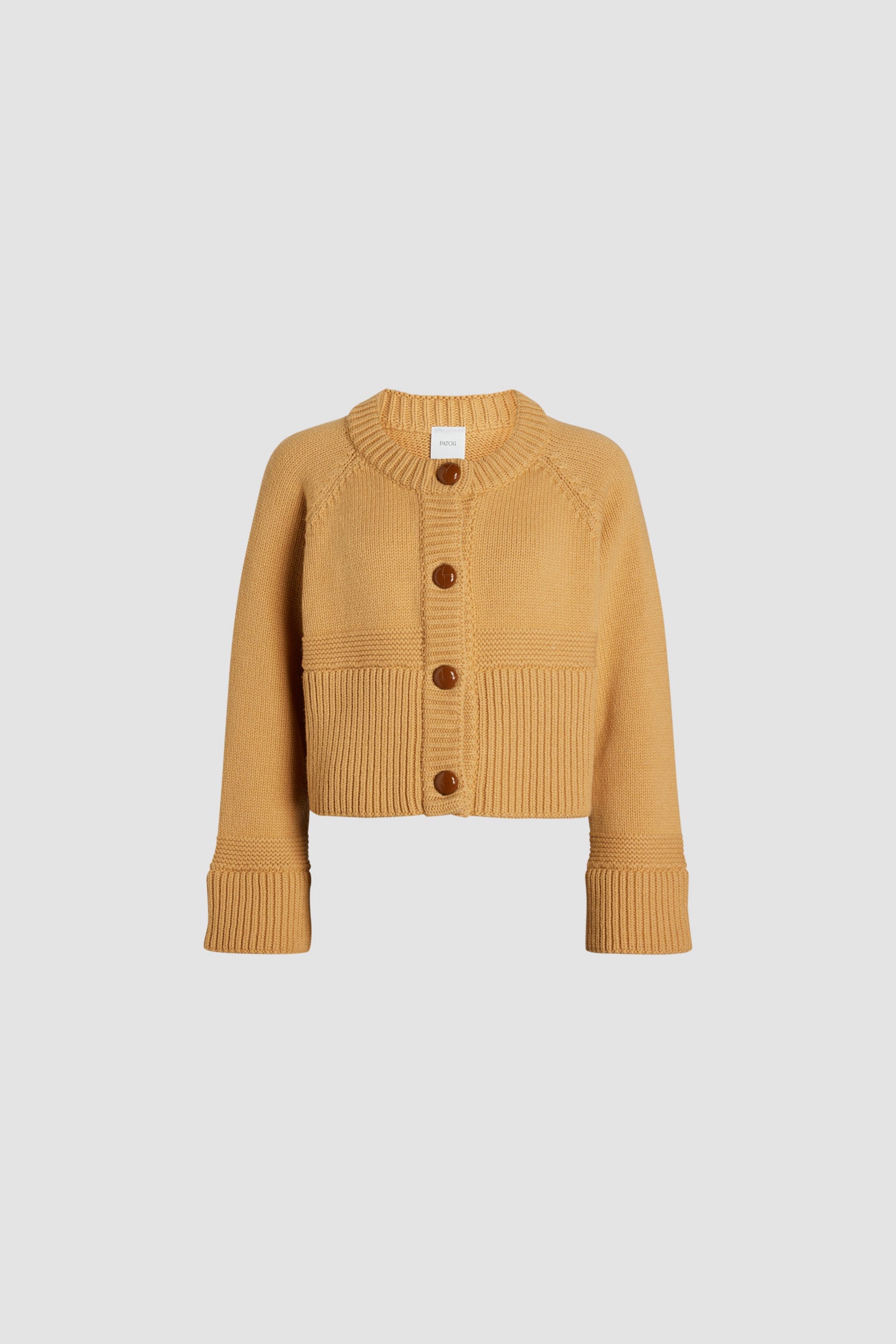 Patou KN194 cardigan laine cachemire beige doré
