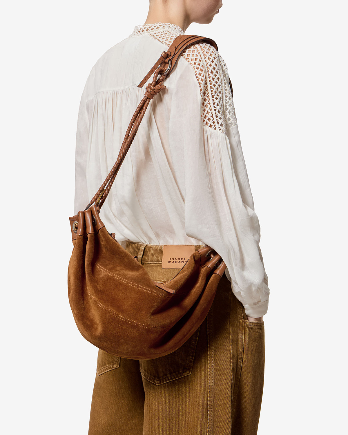 Isabel Marant Maia Medium sac cognac cuir velours