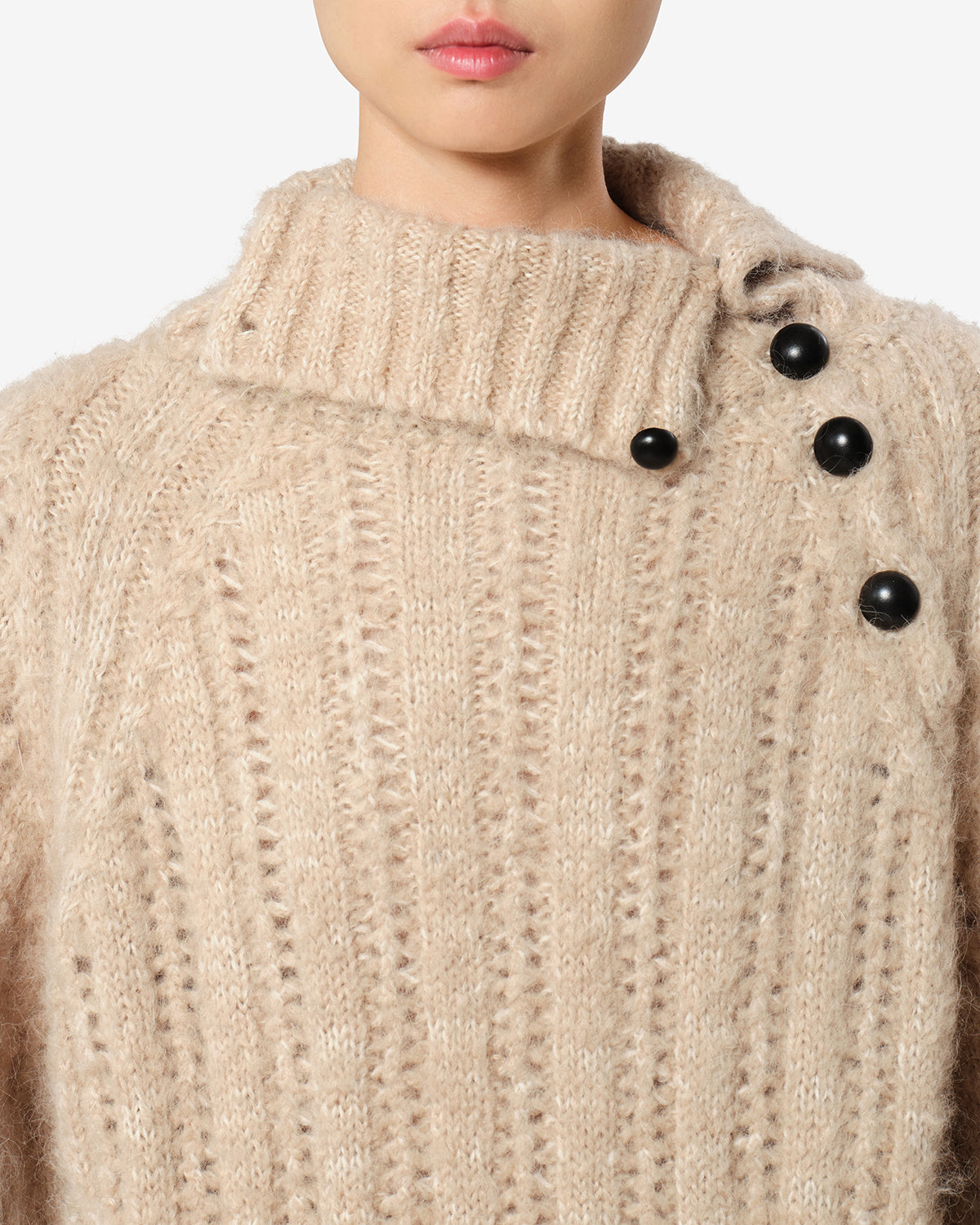 Isabel Marant Lily pull beige alpaga col montant