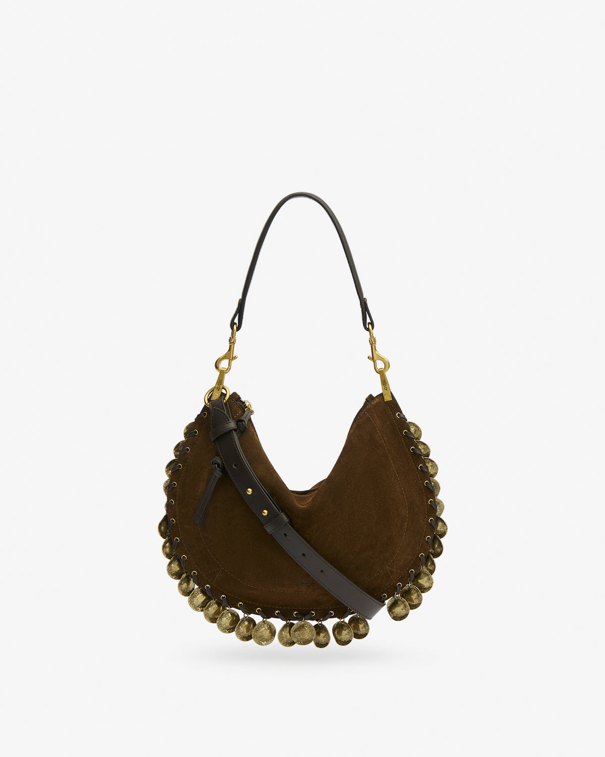 Isabel Marant Oskan Soft sac demi-lune bronze zippé médailles