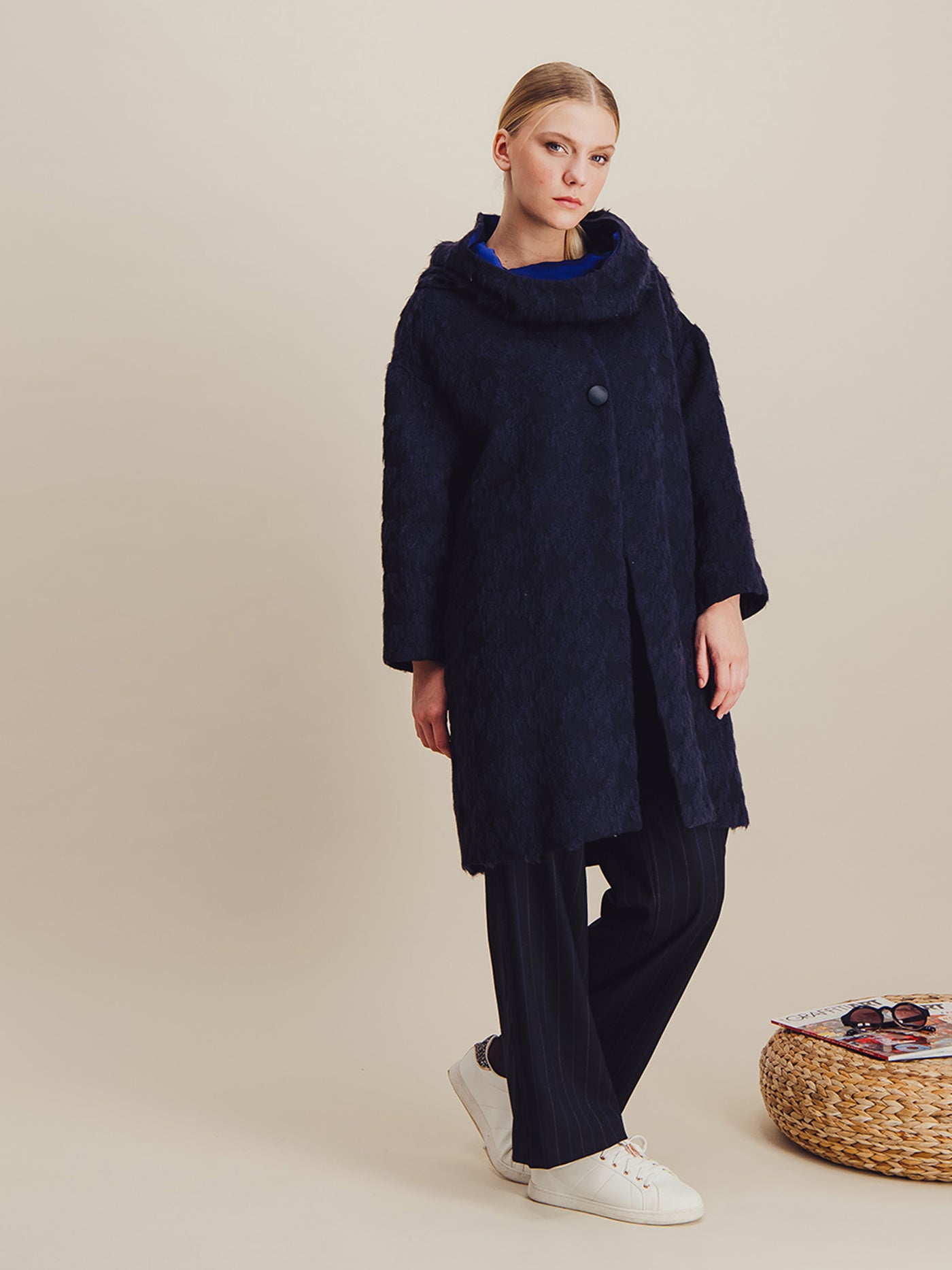 Anahide Saint André Hologram manteau long laine mohair soie