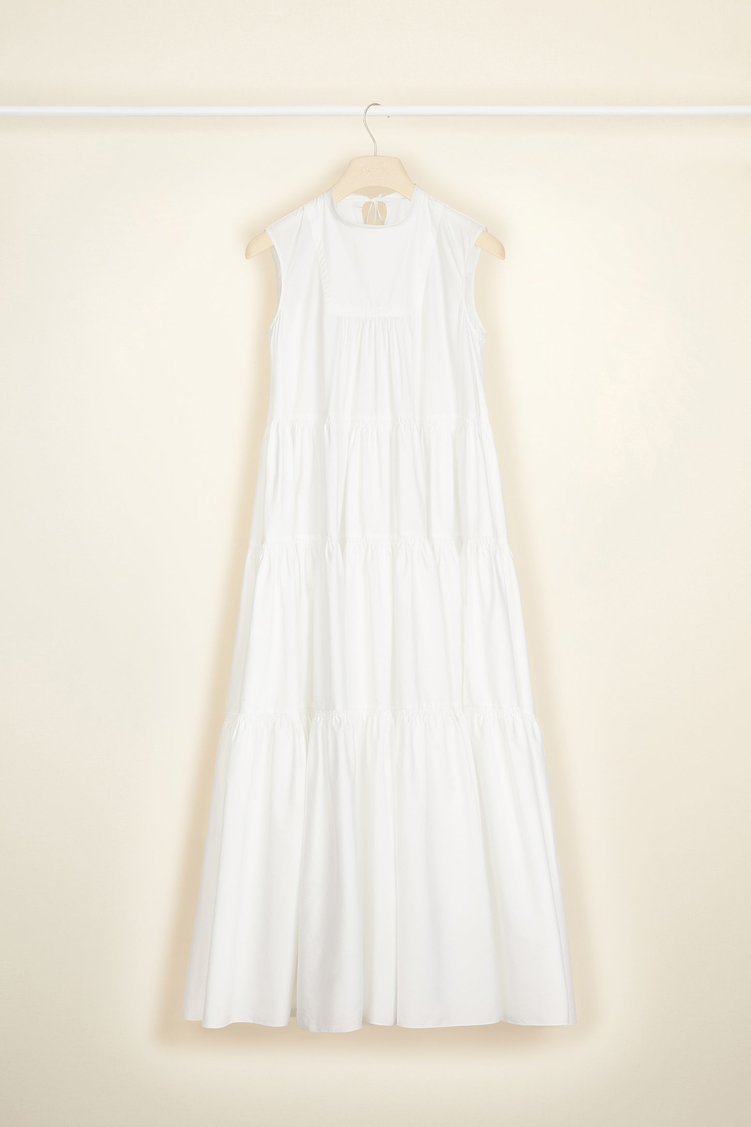Patou DR066 robe maxi blanche coton bio à volants poches