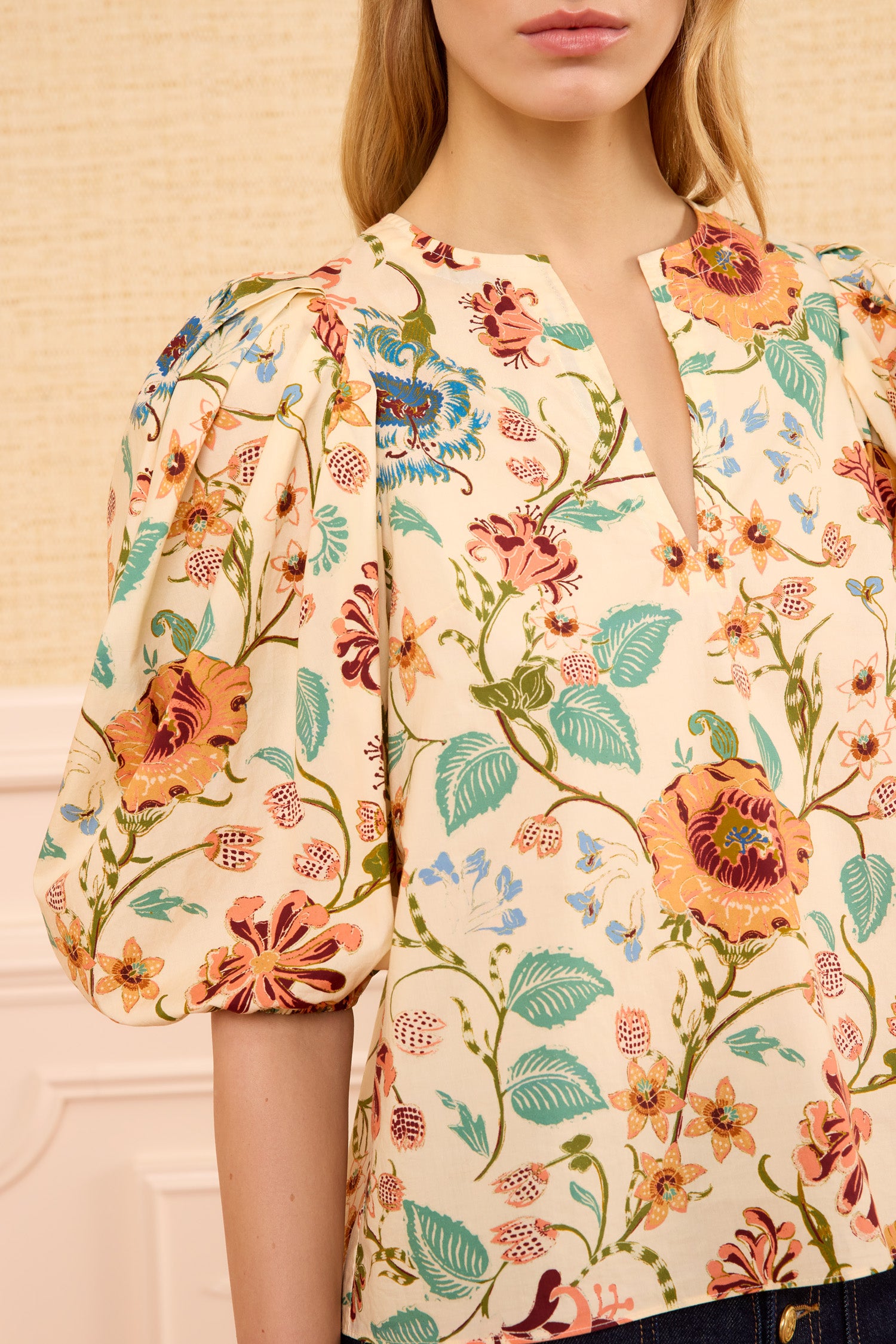 Ulla Johnson Florielle Top Abalone haut coton floral