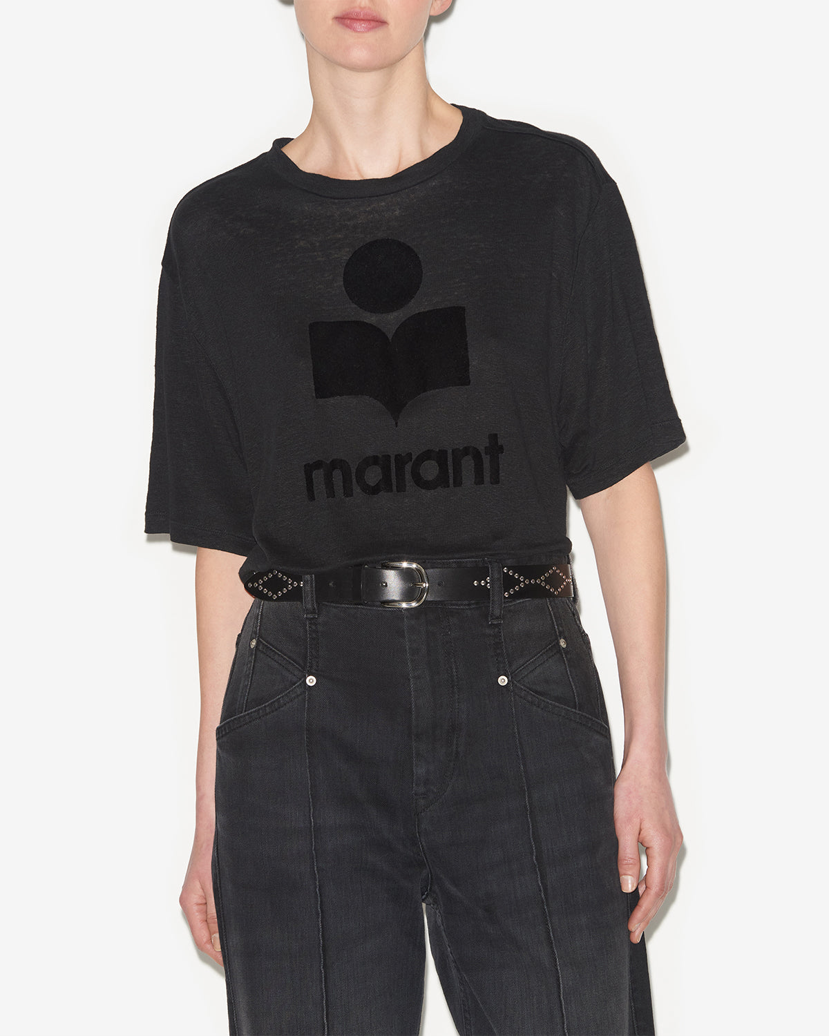 Isabel Marant Zewel T-shirt lin noir logo Marant