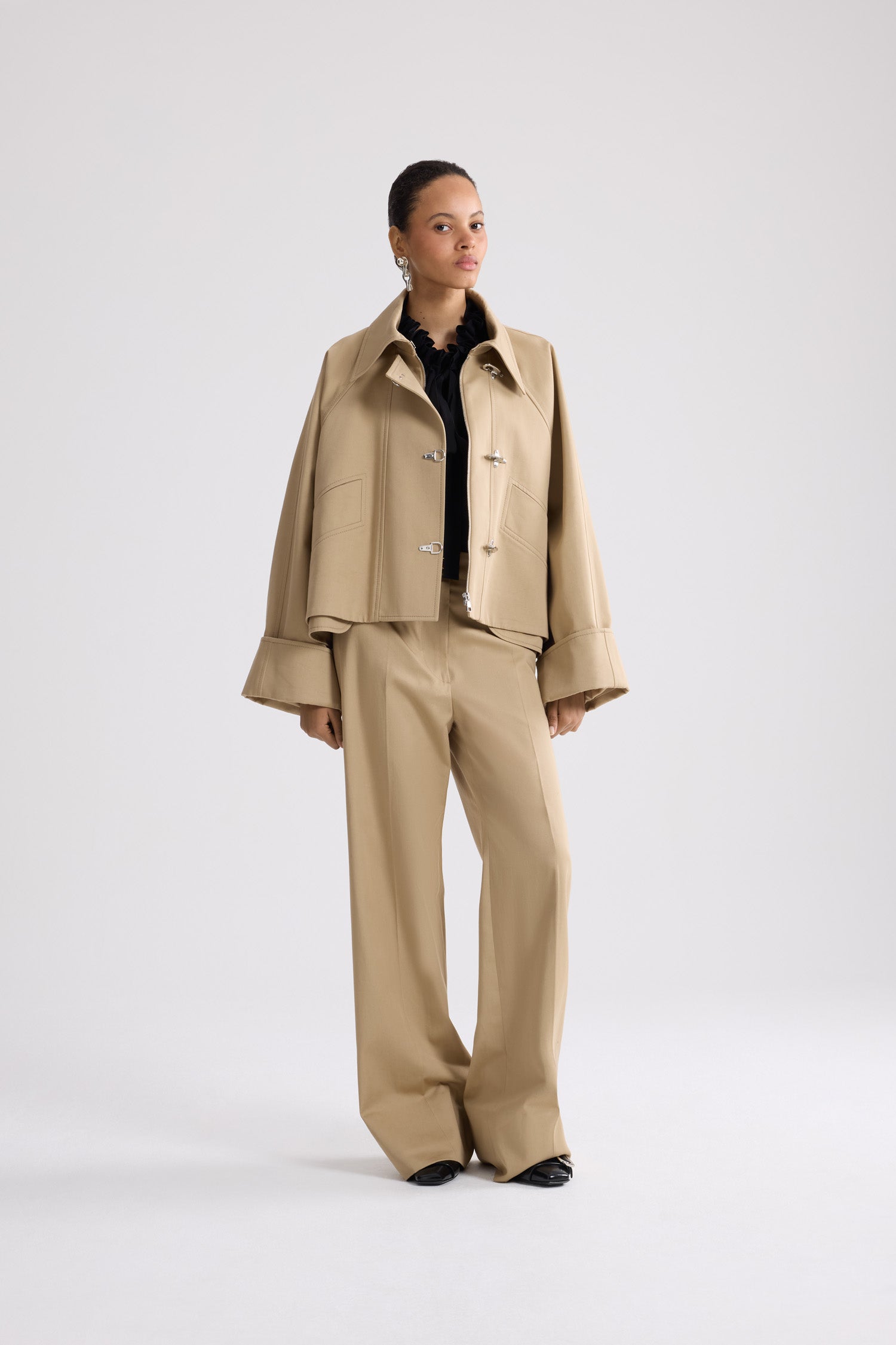 Patou Parka Courte Oversize Coton Sable
