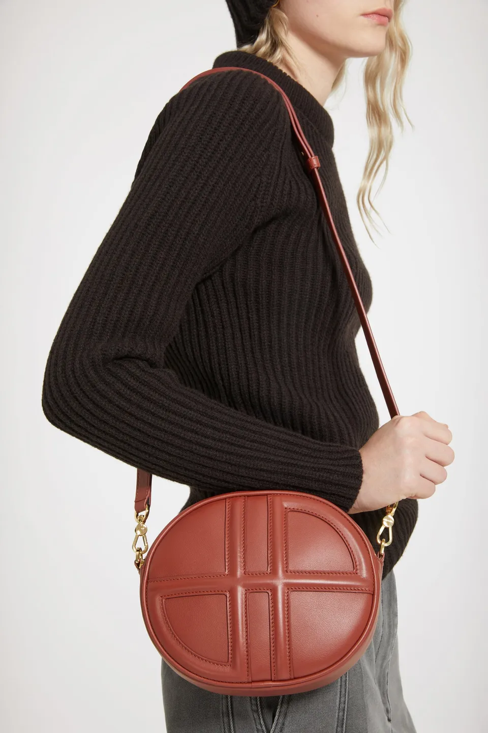 Patou BA004 Le JP sac cuir marron Maya Mountain 21 cm