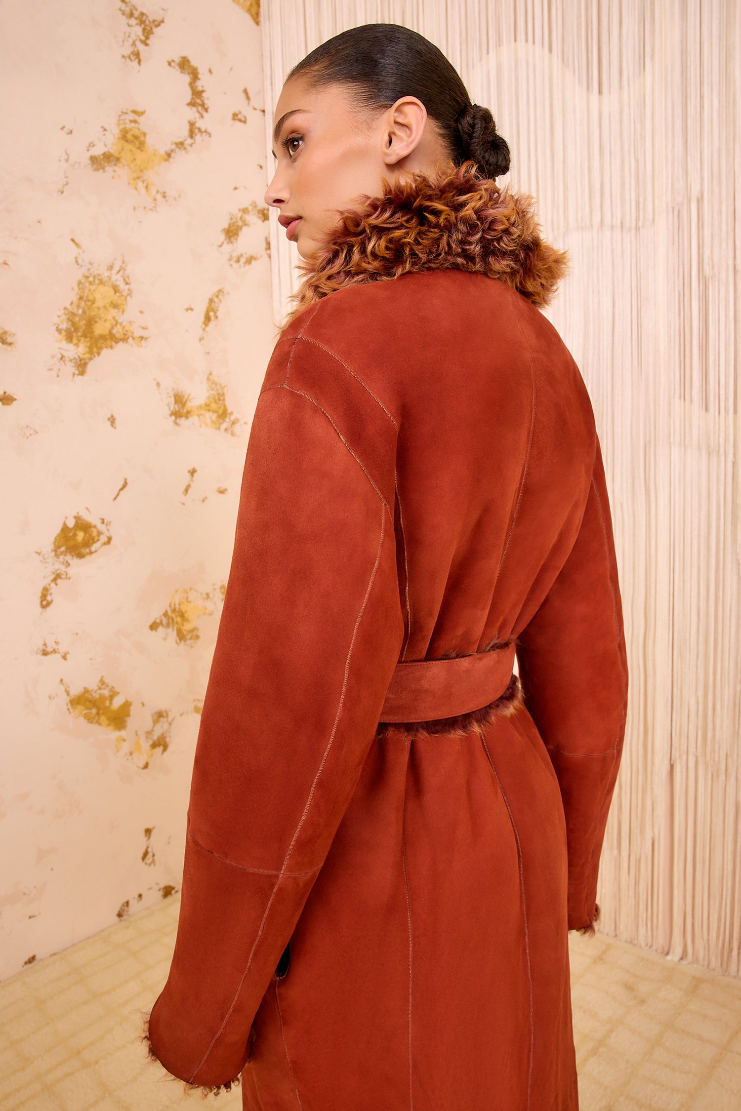 Ulla Johnson Ceryse manteau long Umber shearling réversible