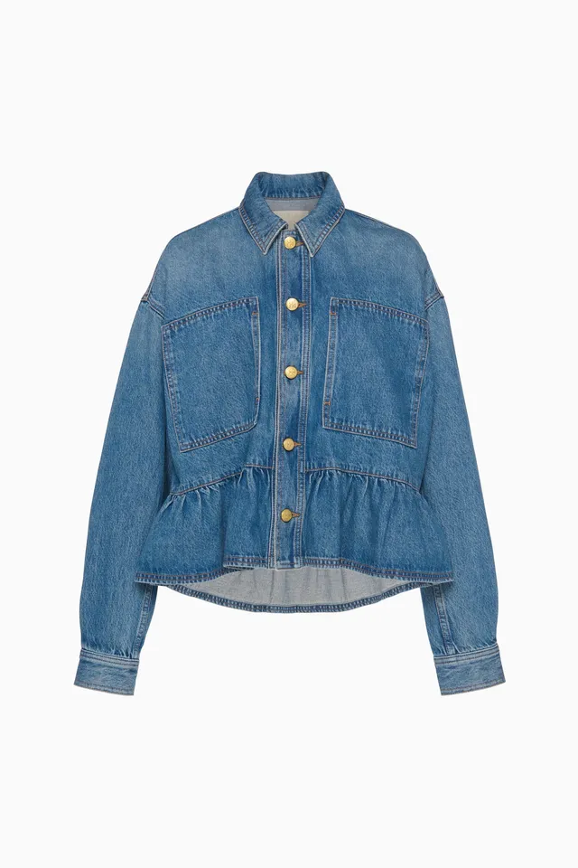 Ulla Johnson Arquette veste jean Danube péplum coton