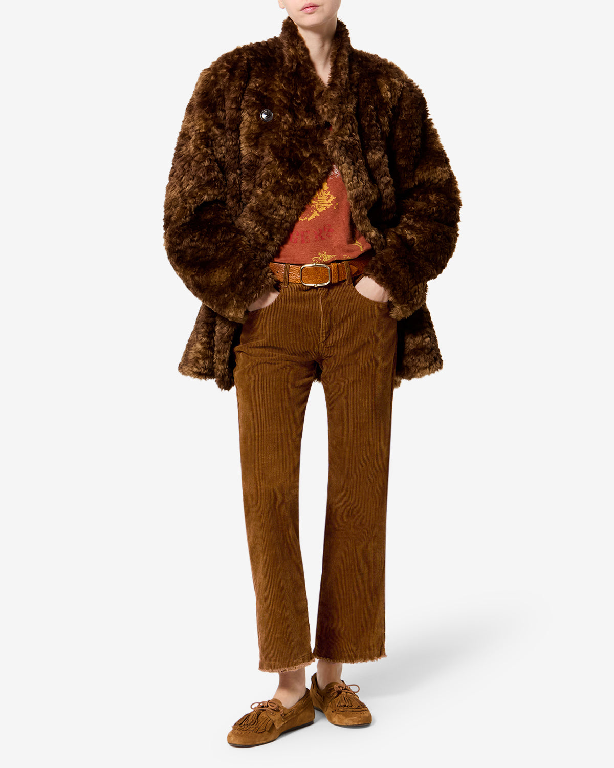 Isabel Marant Ruthie pantalon velours caramel droit 7/8