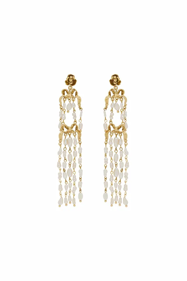 Alemais Django boucles d'oreilles dorées perles nœud
