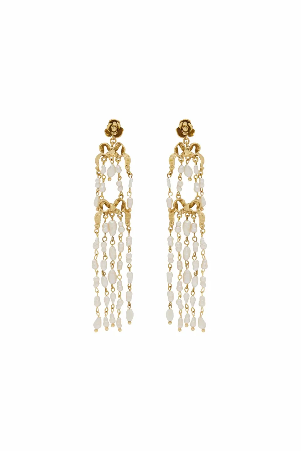 Alemais Django boucles d'oreilles dorées perles nœud