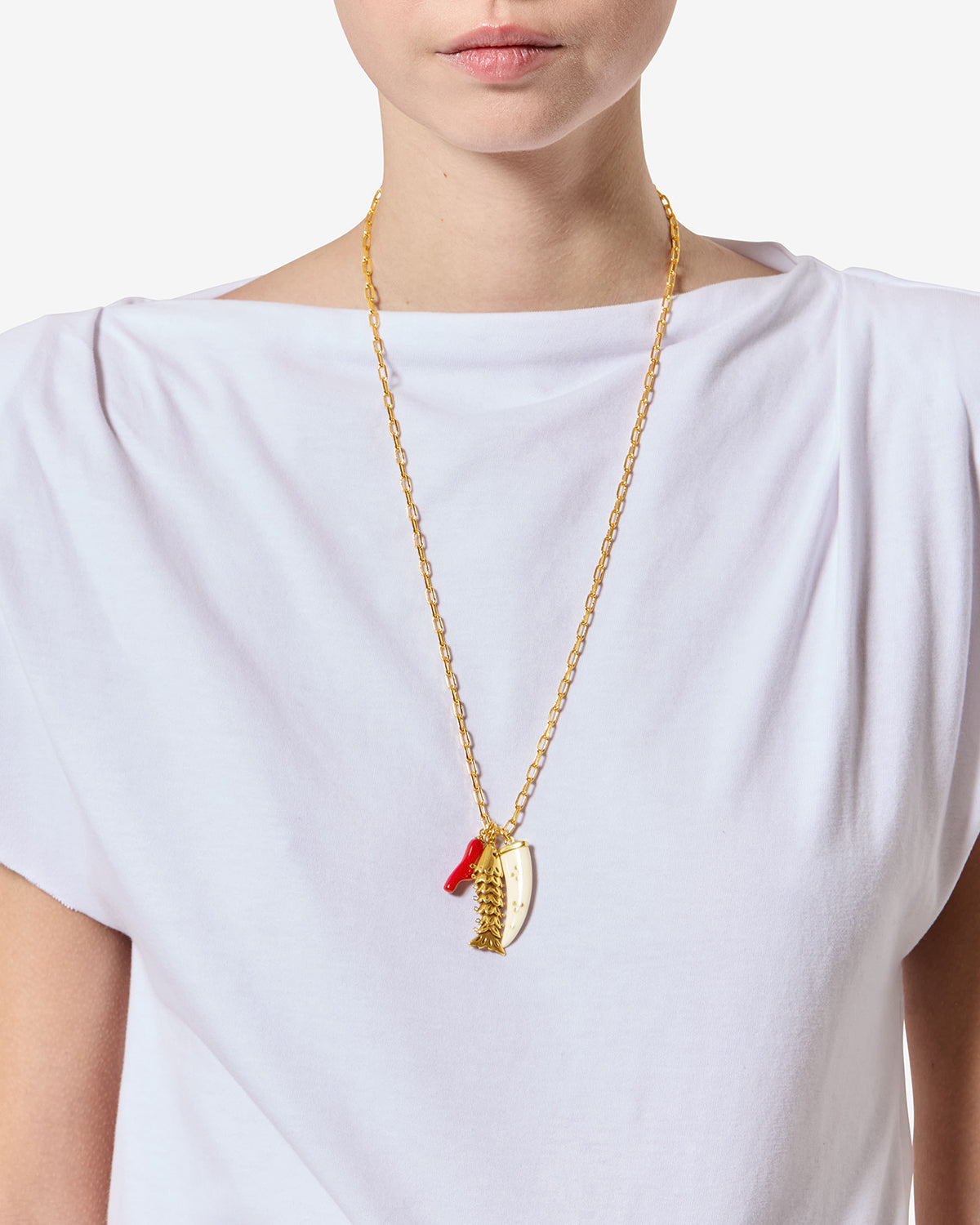Isabel Marant New River sautoir doré pendentifs