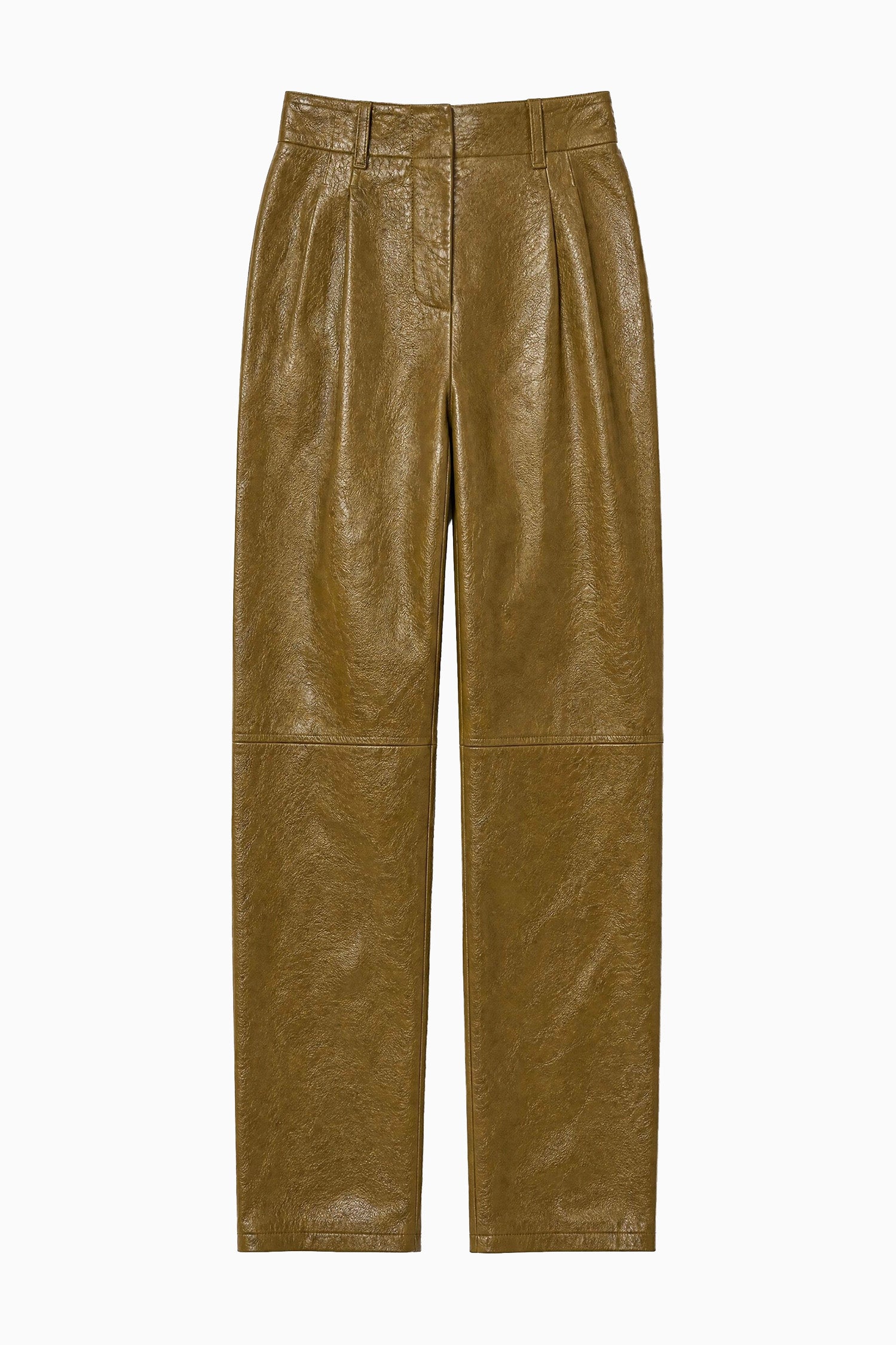 Ulla Johnson Keiran Pantalon Cuir Lichen Vert Fusele
