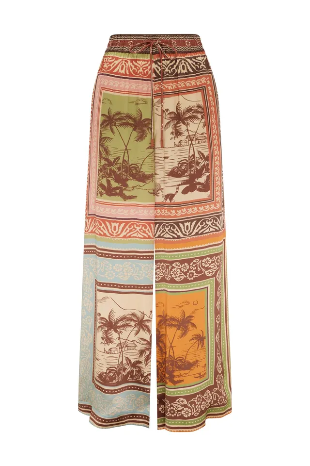 Alemais Alberta pantalon soie large cordon