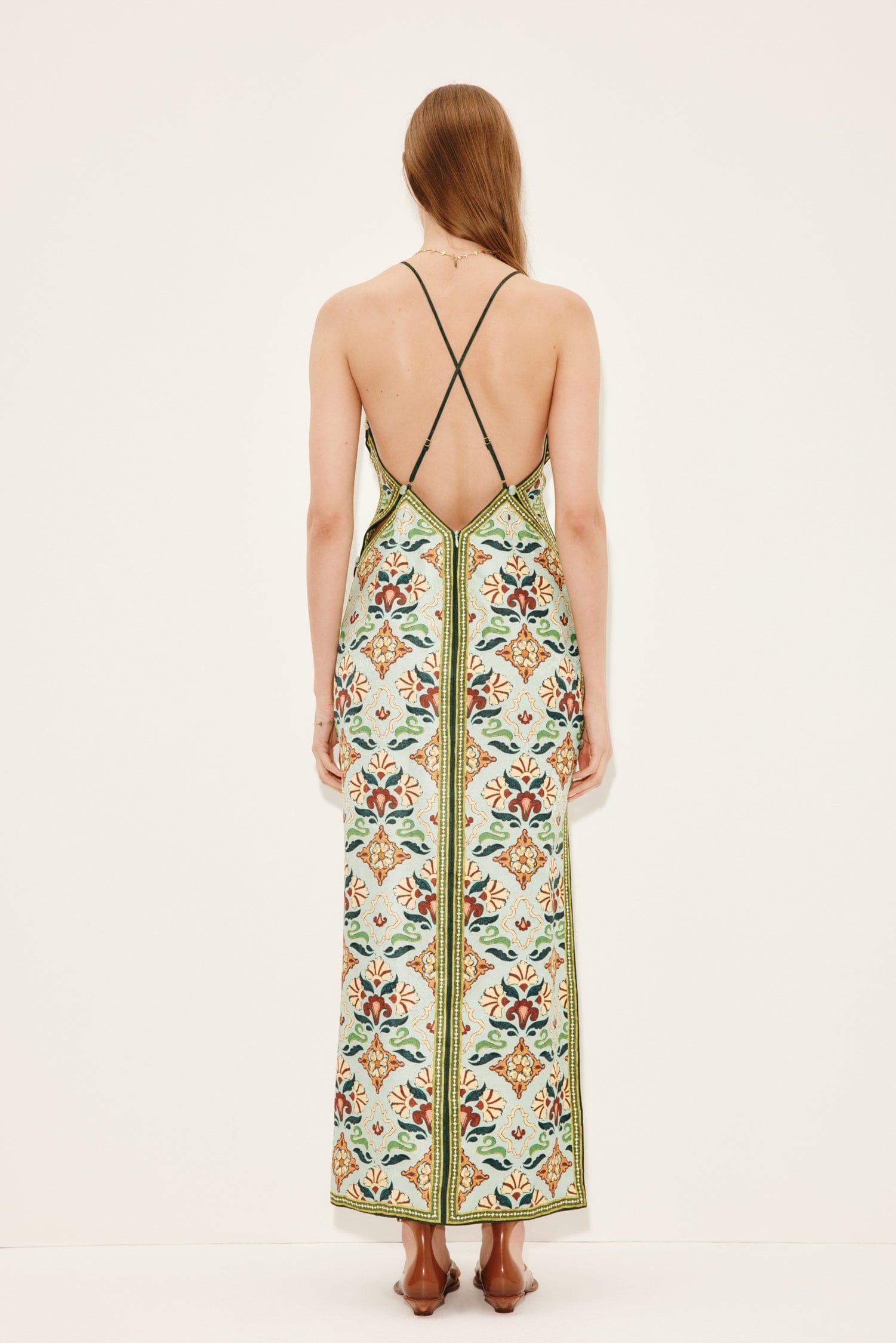 Alemäis Cece Midi Slip Dress robe midi imprimée col V