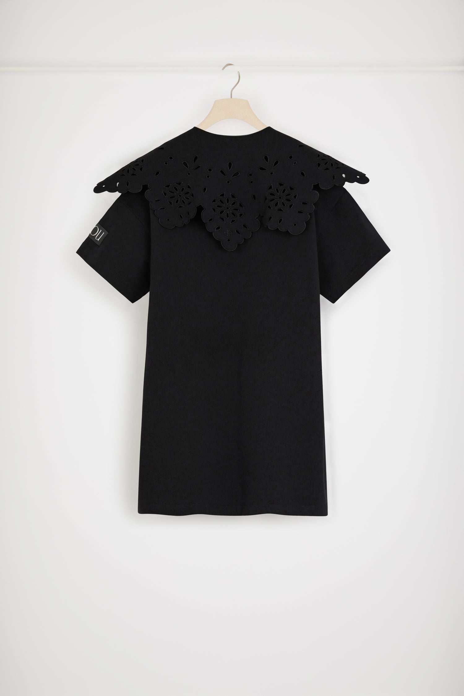 Patou robe t-shirt JE057 coton bio col amovible noire