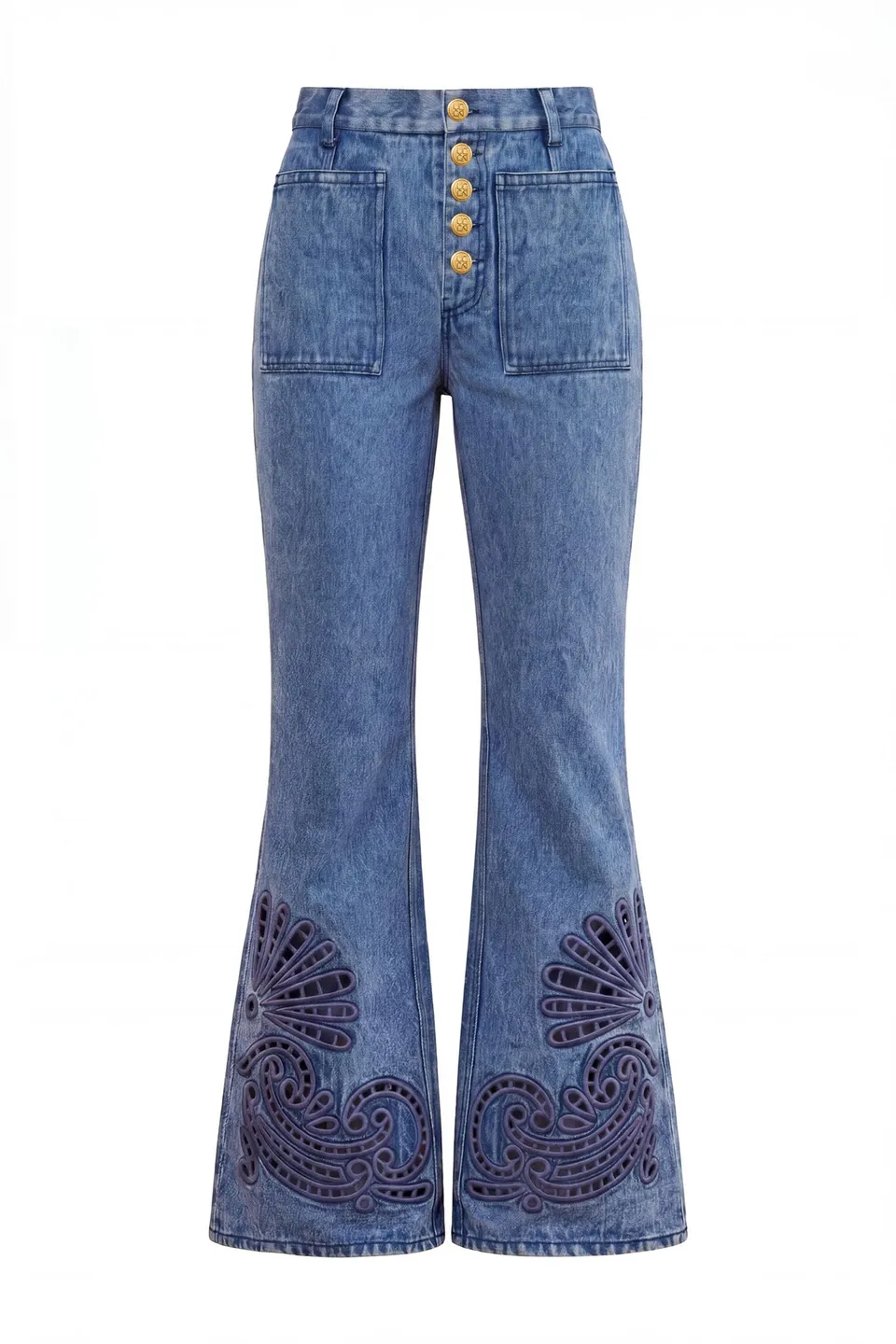 Ulla Johnson Denim Jean Lou Eyelet River bleu coton
