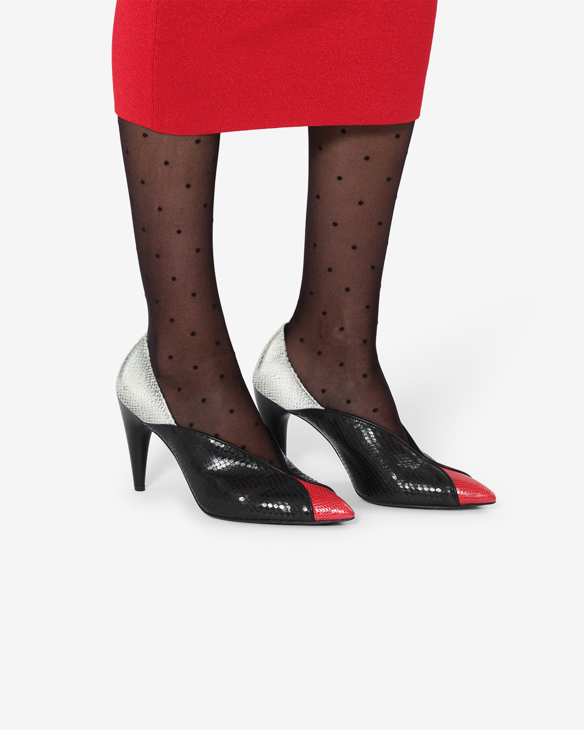 Isabel Marant Luza escarpins cuir noir-rouge 9 cm