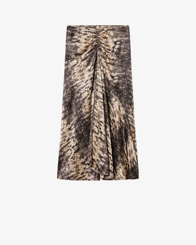 Isabel Marant Laren jupe soie beige python mi-longue