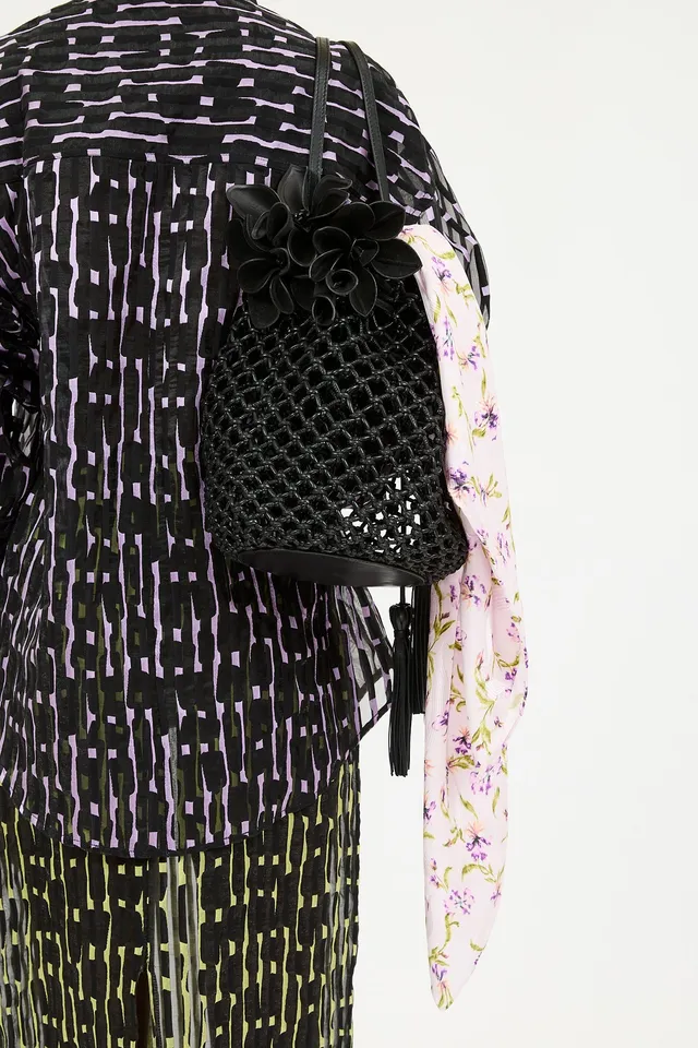Ulla Johnson Macrame sac seau cuir Noir