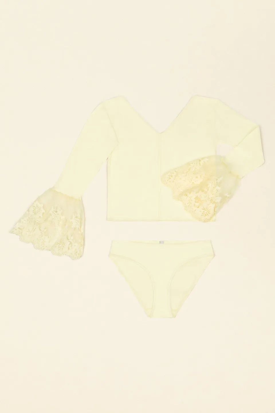 Patou LI002 ensemble coton bio jaune dentelle Popcorn