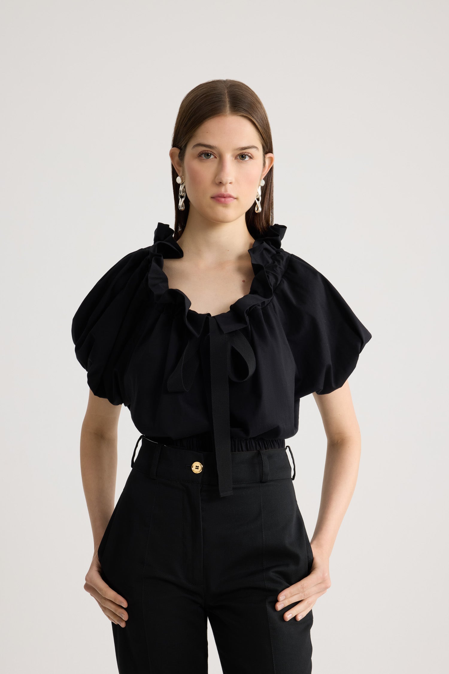 Patou JE220 top coton bio noir court manches courtes