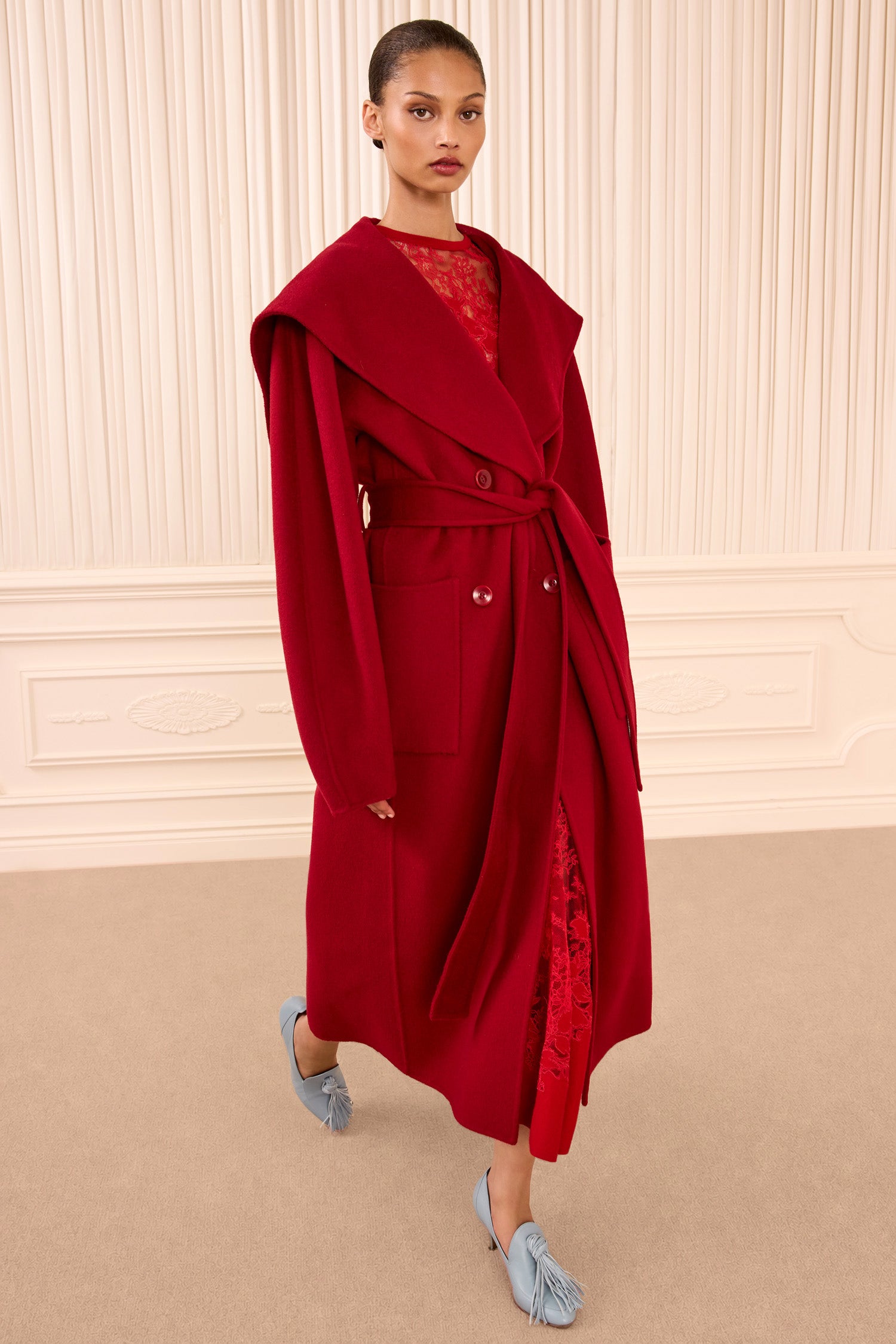 Ulla Johnson Rory manteau laine Cerise long ceinture