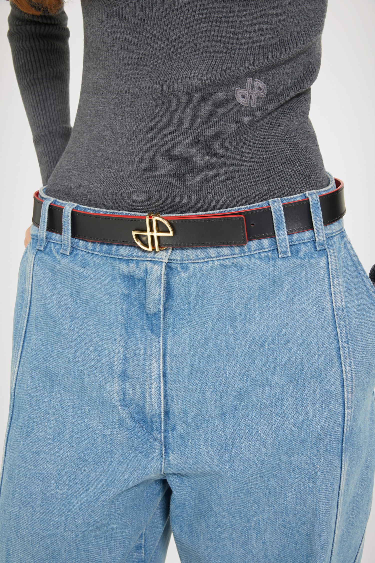 Patou JP BE001 Ceinture Cuir Rouge Racing Réversible