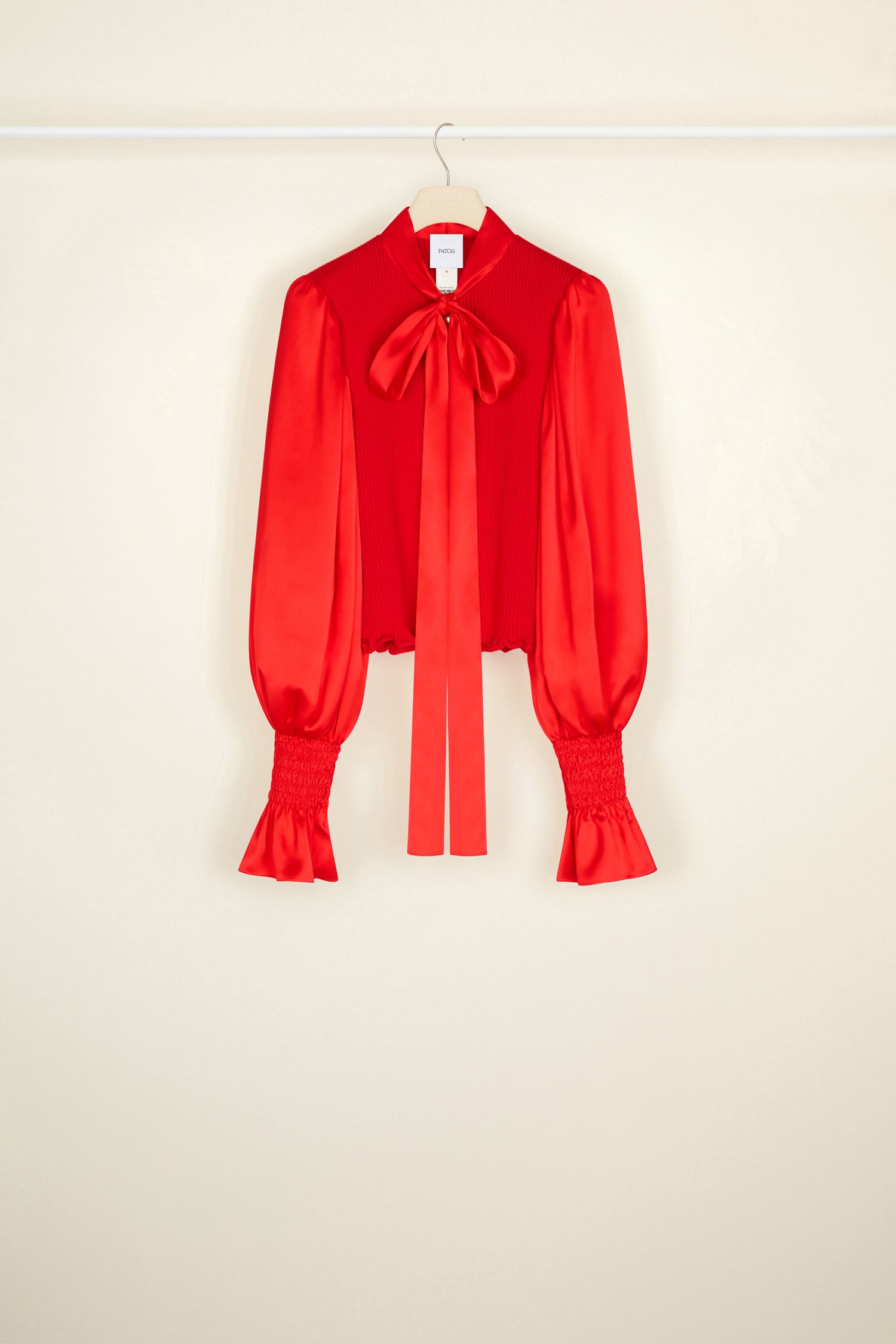 Patou A21BL014 blouse satin laine manches bouffantes Poppy