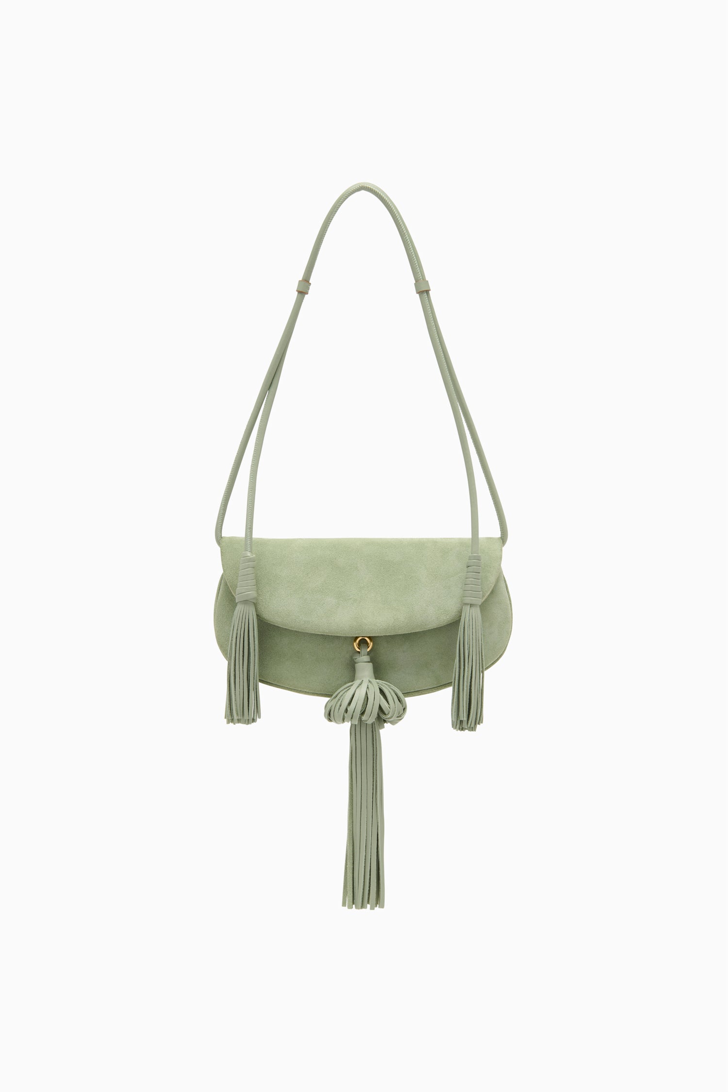 Ulla Johnson Paloma Tassel Flap sac daim Sea Glass vert