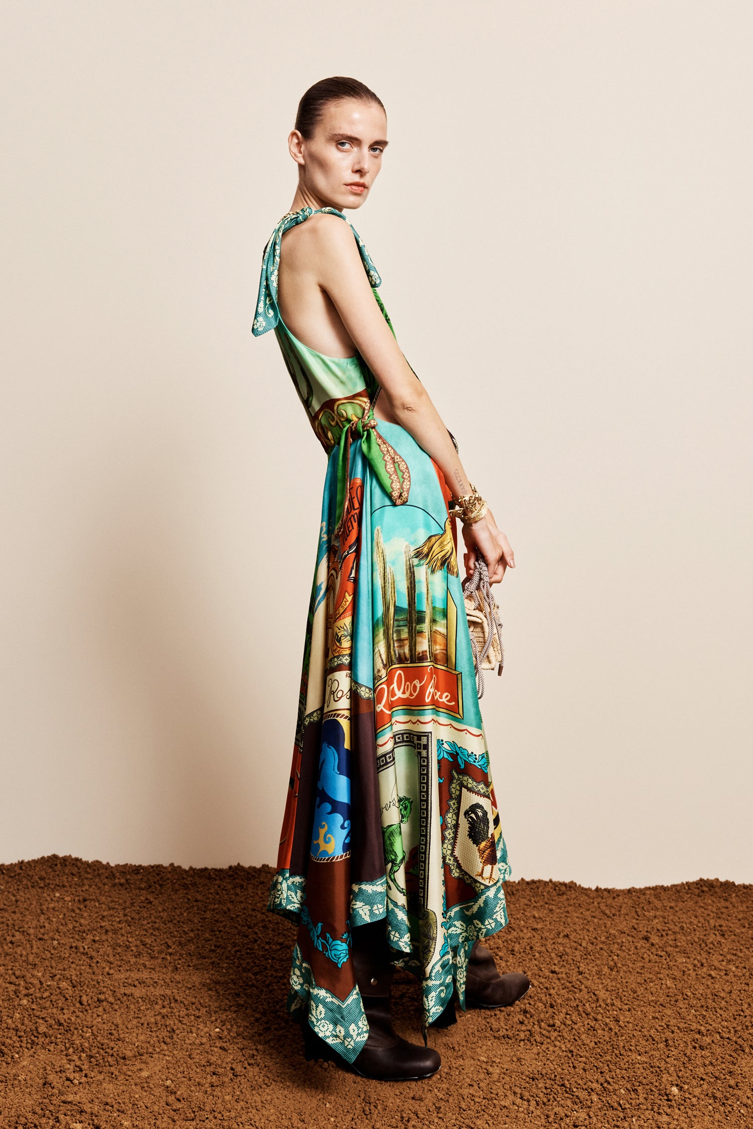 Alemais Ace Silk Scarf Dress robe midi soie