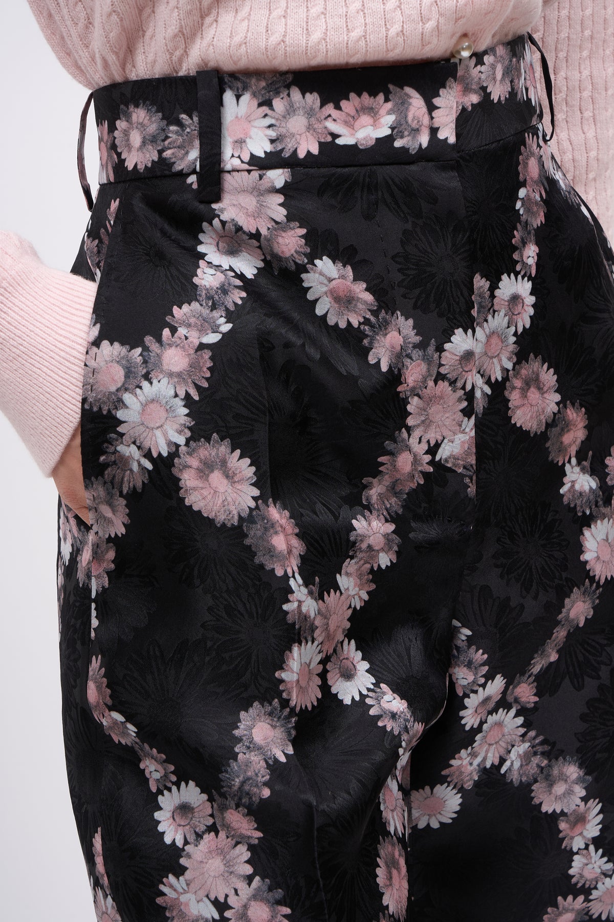 PAUL & JOE Acanthe Pantalon droit organza de soie imprimé doublé