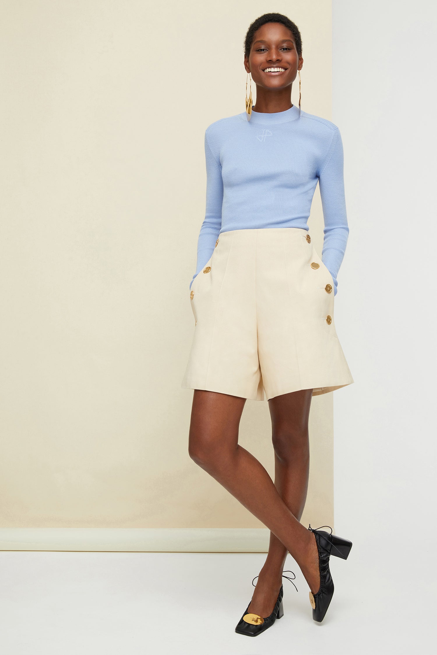 Patou KN020 pull laine et soie bleu dos découpé