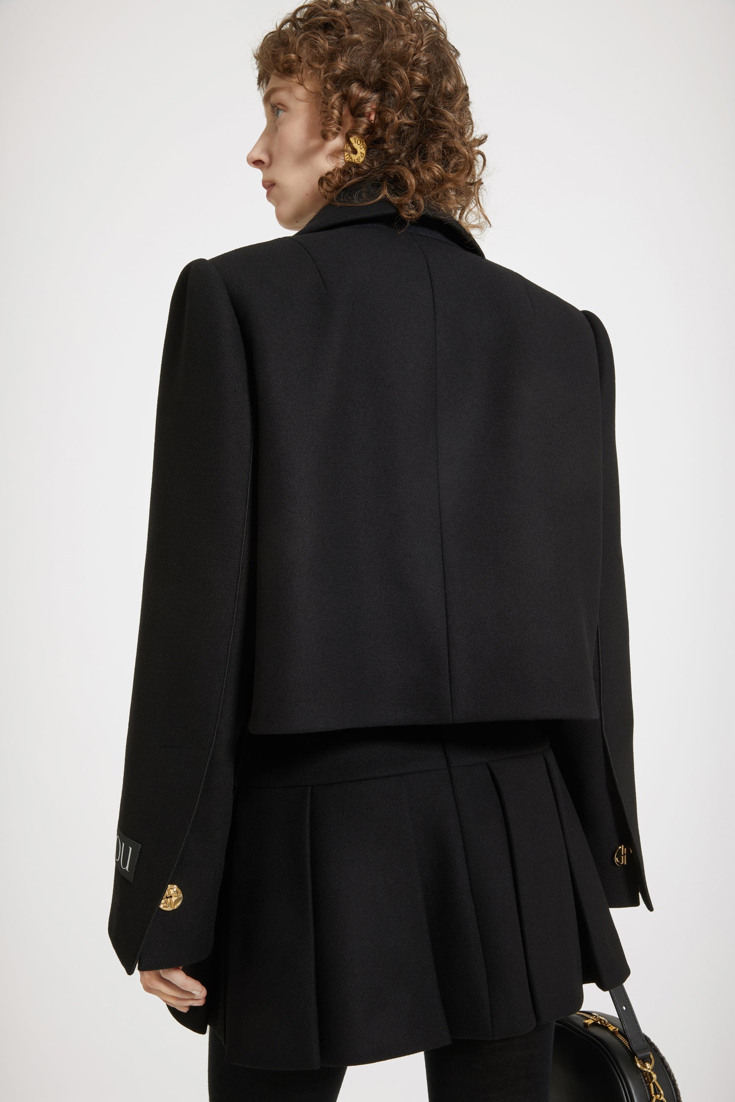 Patou H23CO0190148999B veste cropped noire feutre laine