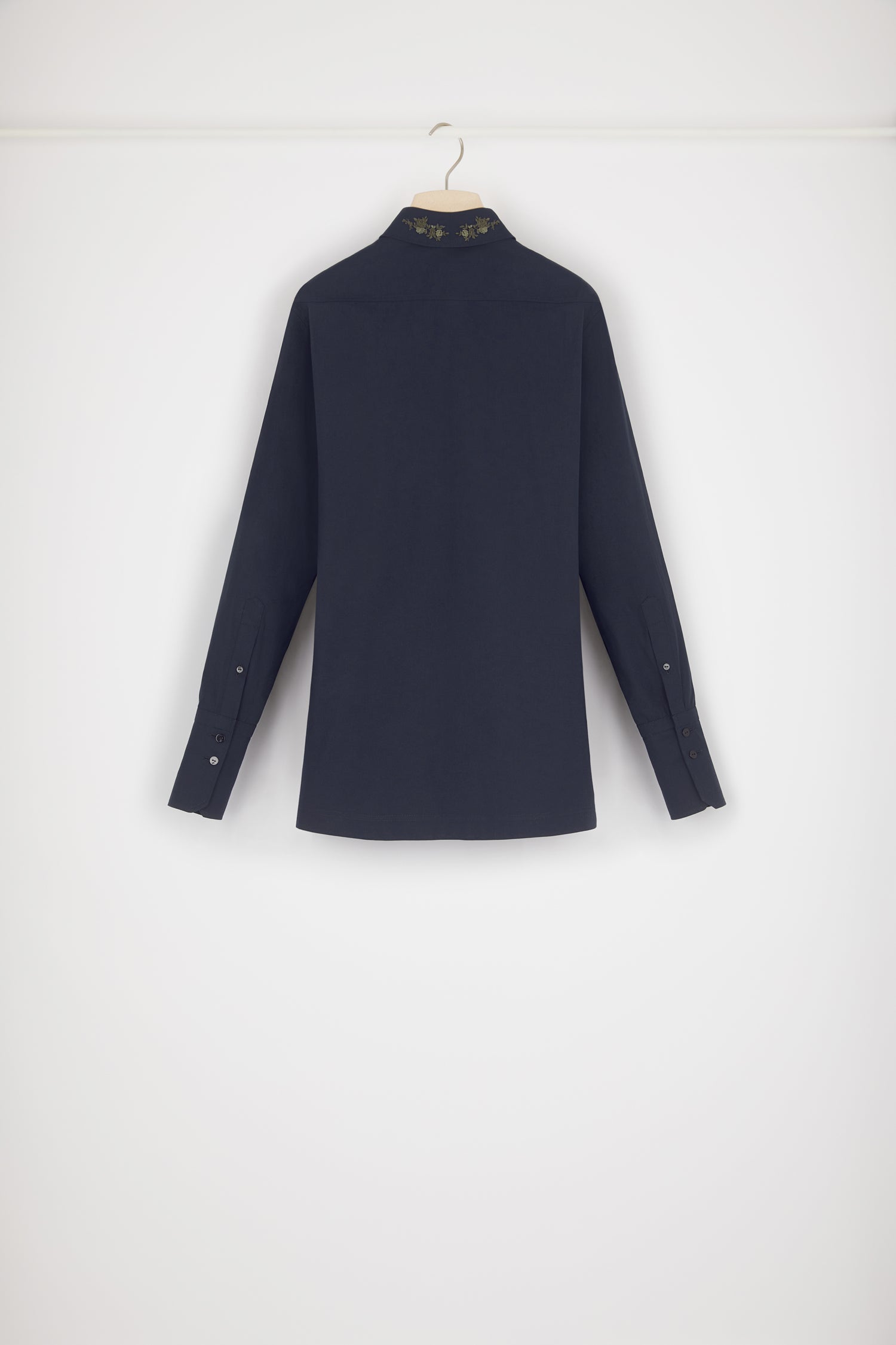 Patou BL019 chemise coton bleu nuit col brodé