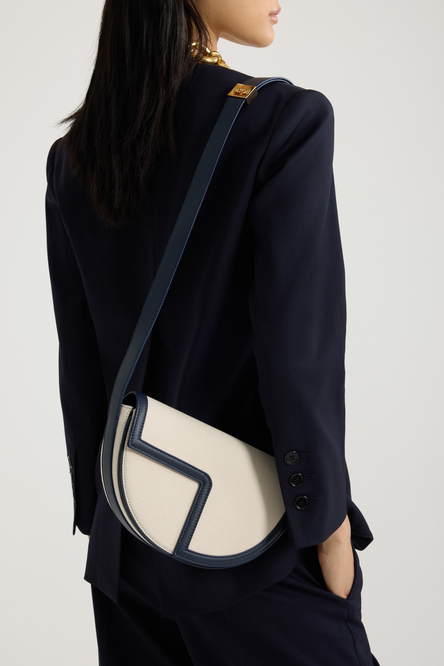 Patou Bags Le Patou sac cuir toile bleu marine noir