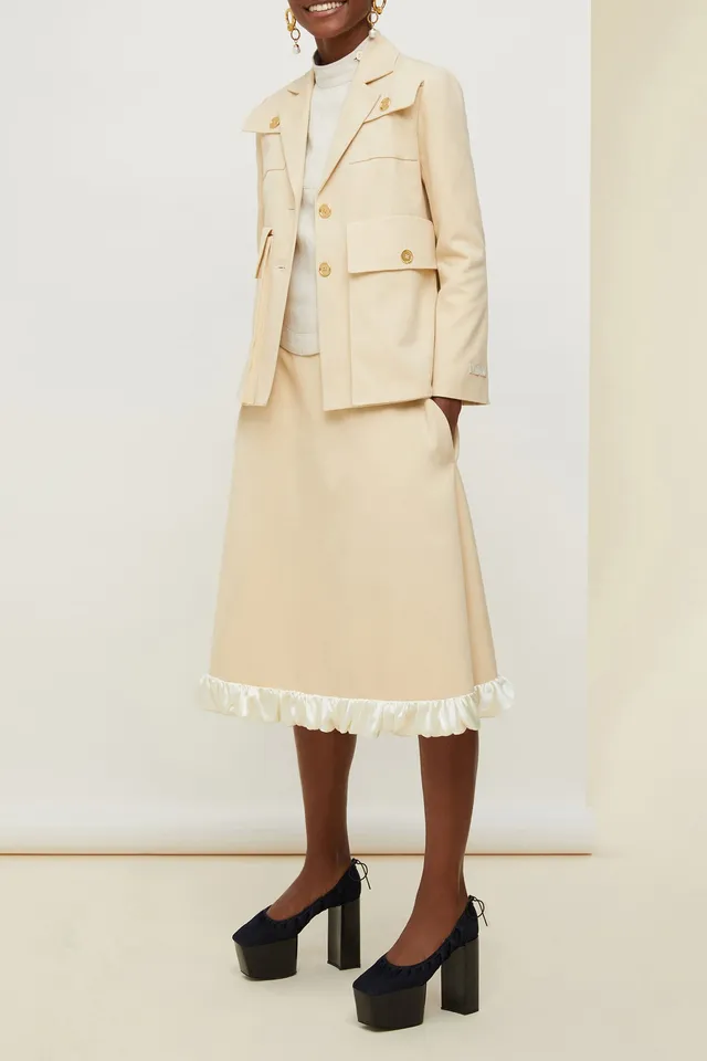 Patou P20JA0050027102V veste coton safari Vanilla 38 crop