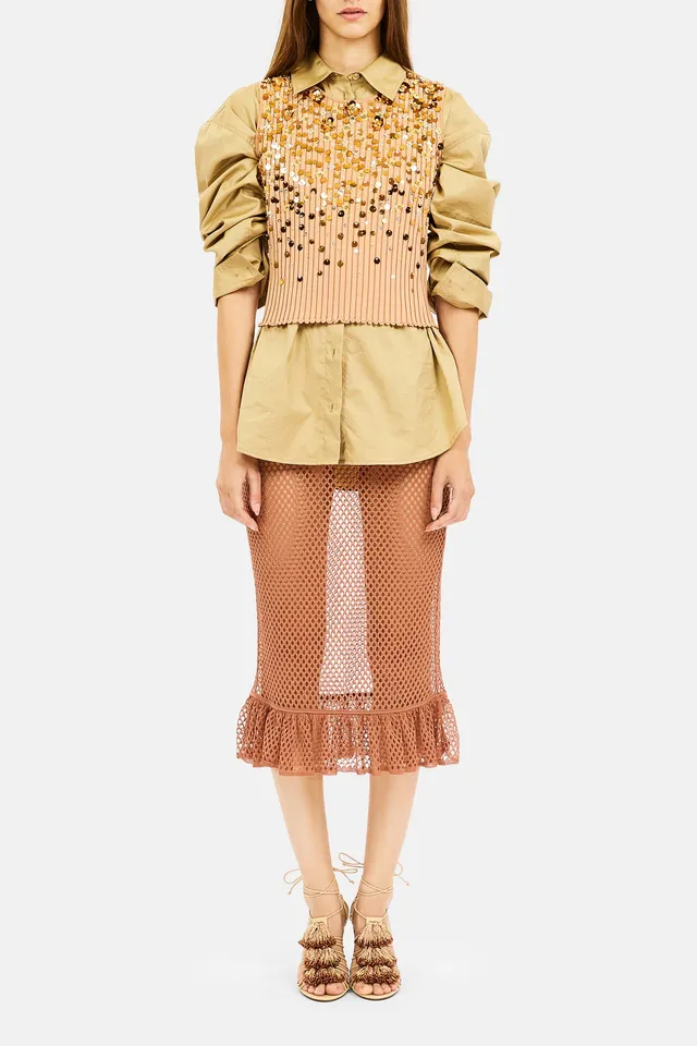 Ulla Johnson Aurelie Knit Tank débardeur Golden Meadow sequins