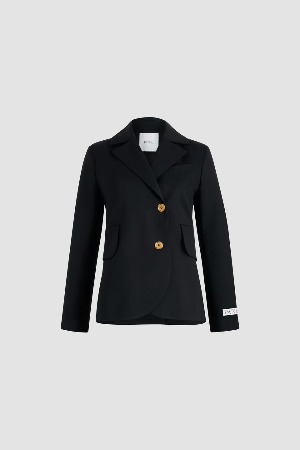 Patou P25JA0540103999B veste ceinturée noire laine taille 38
