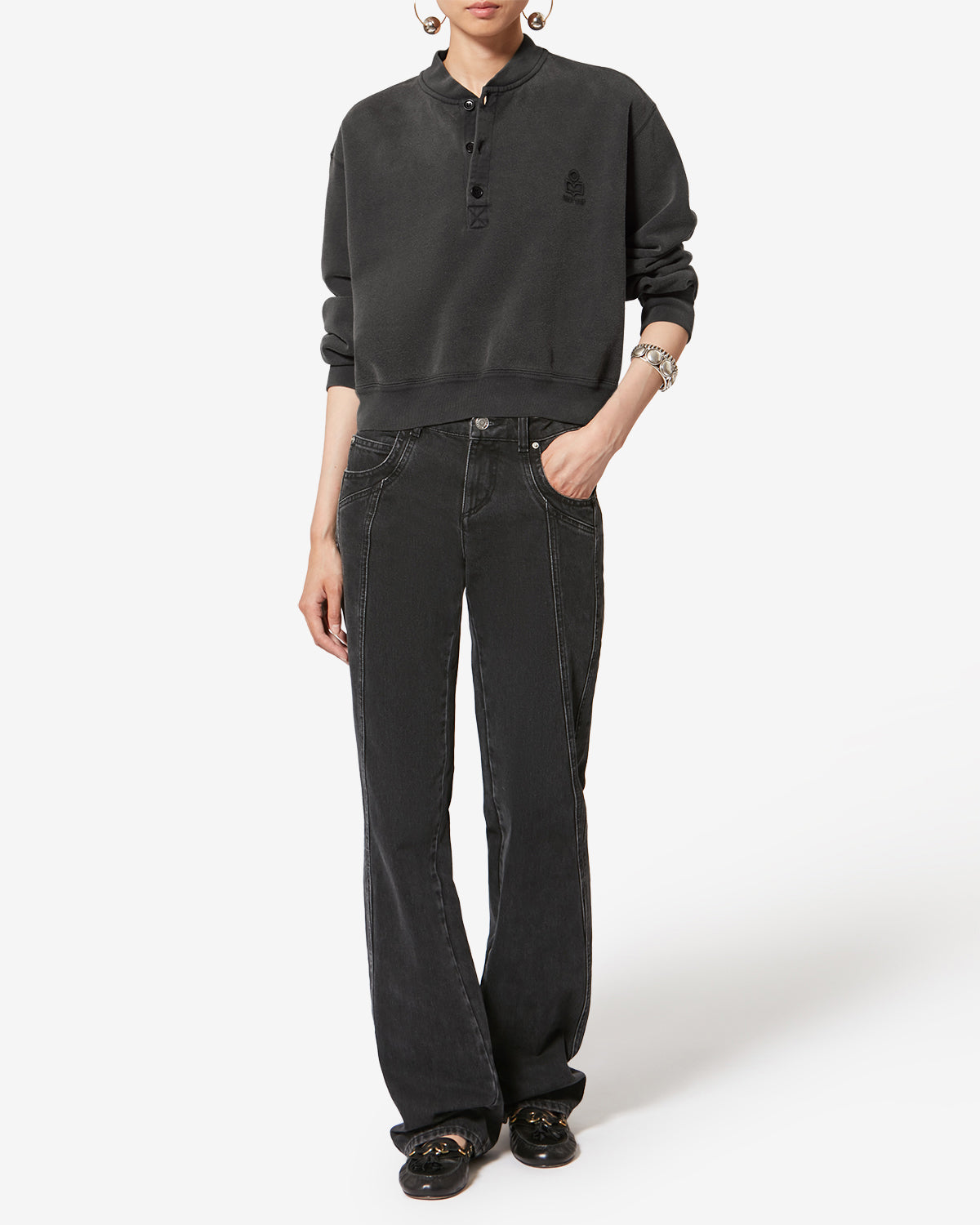 Isabel Marant Simony sweatshirt noir délavé coton