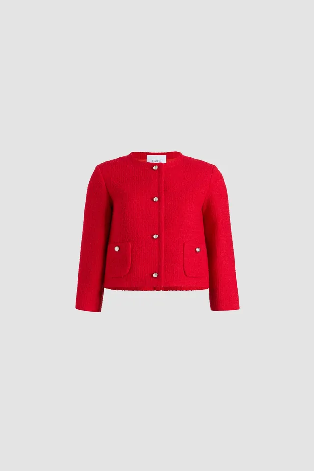 Patou JA0620223312L veste courte tweed rouge Scarlet