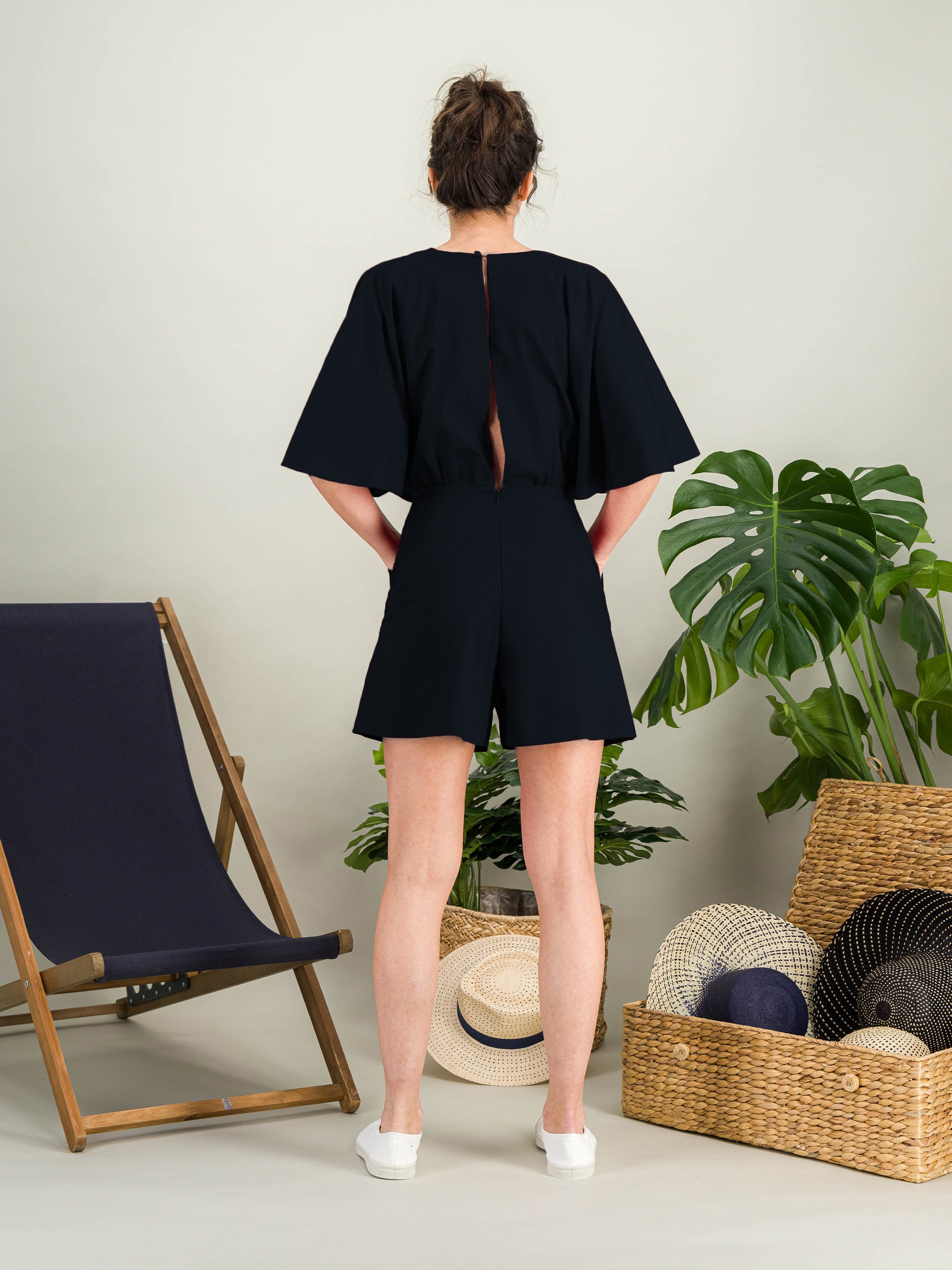 Anahide Saint André Papillon combishort coton bleu marine
