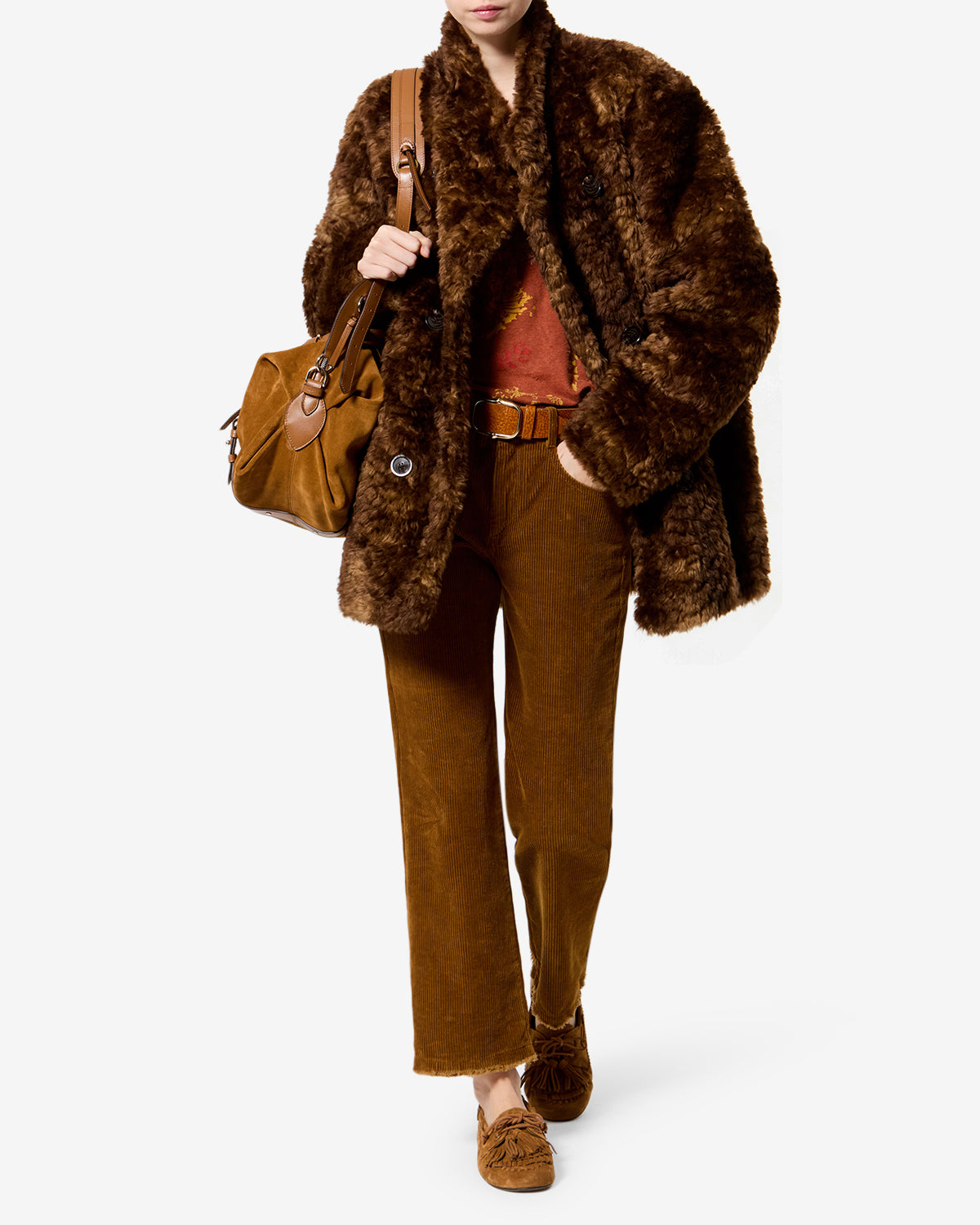 Isabel Marant Jya MA0554FA manteau marron fausse fourrure