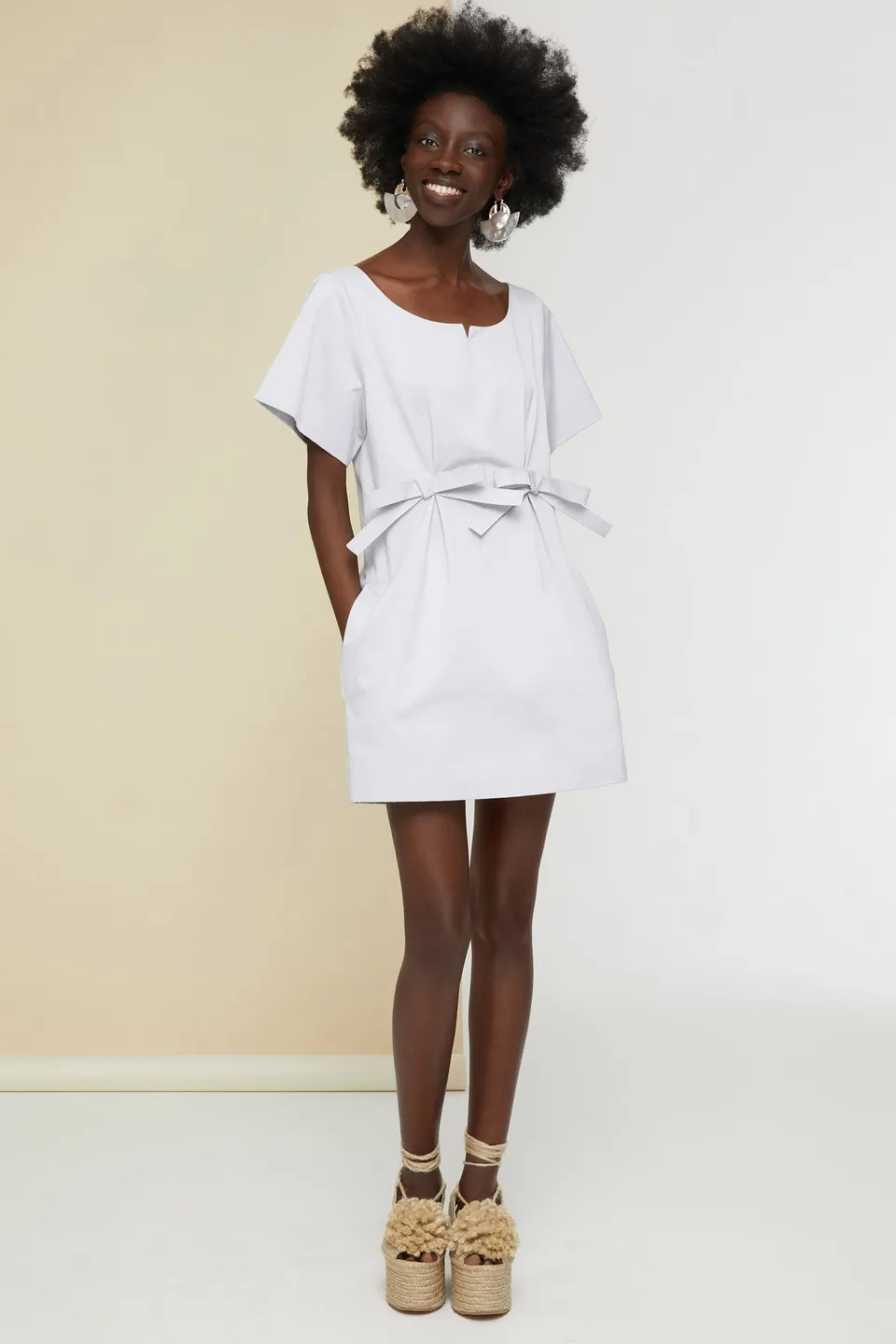 Patou E20DR0450048902G mini robe nœud gris satin coton