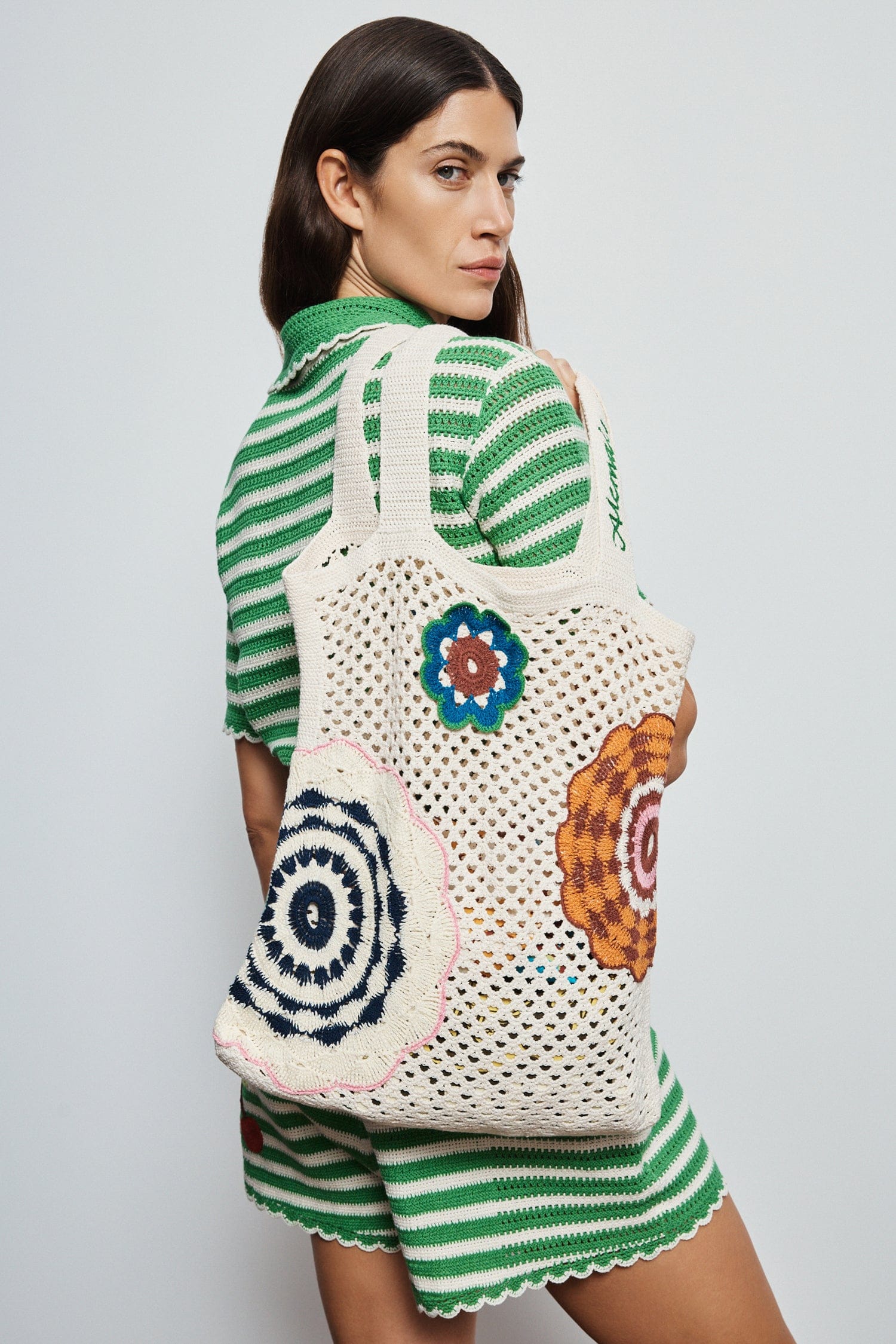 Alemais Elma sac tote crochet coton crème